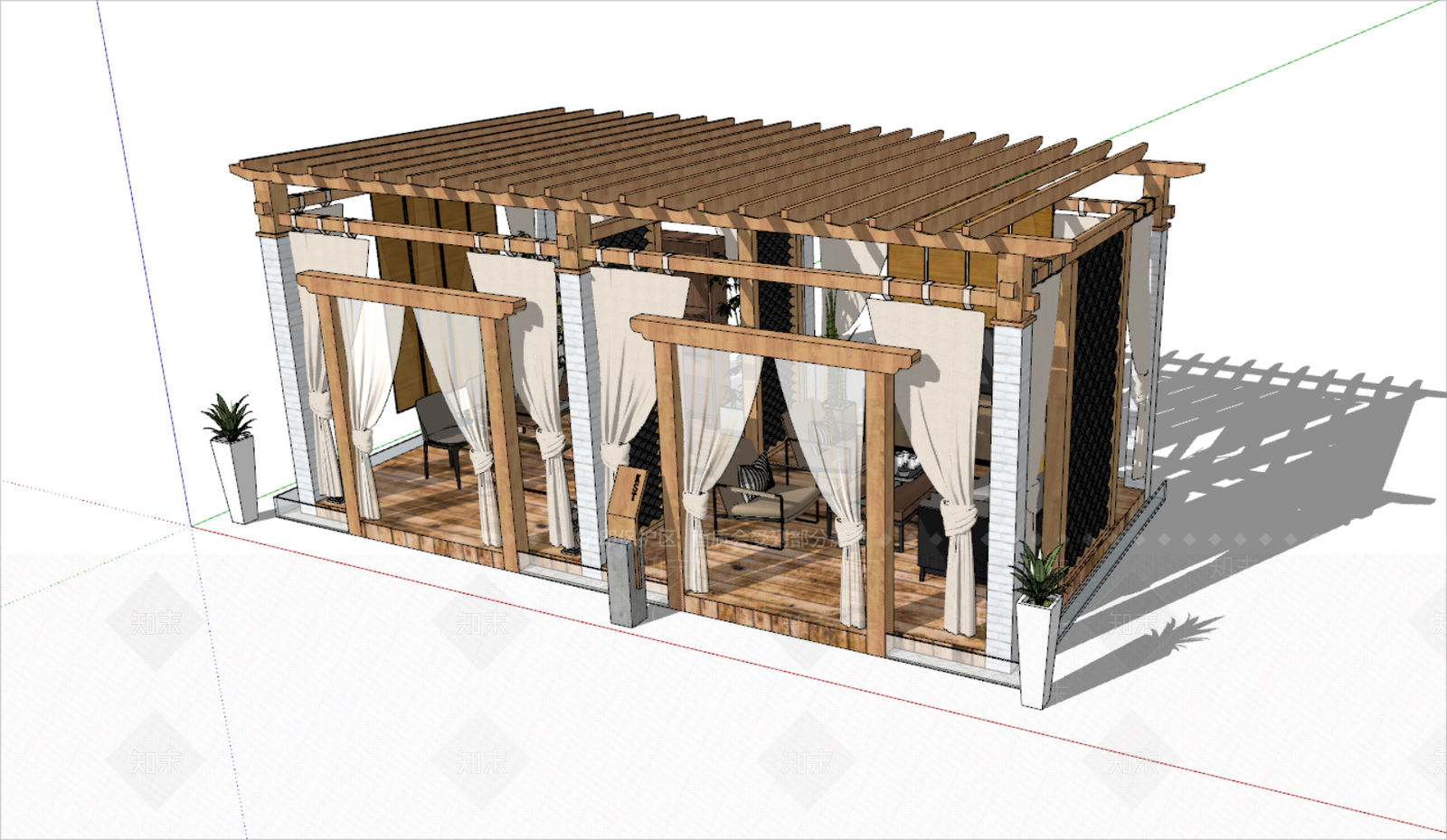 现代简约亭子SU模型下载【ID:1199851294】