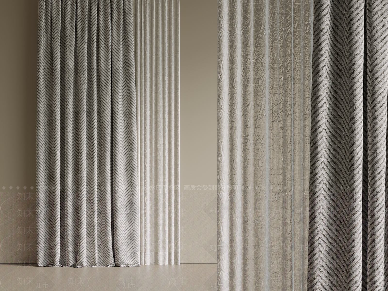 法式轻奢窗帘SU模型下载【ID:1199851452】