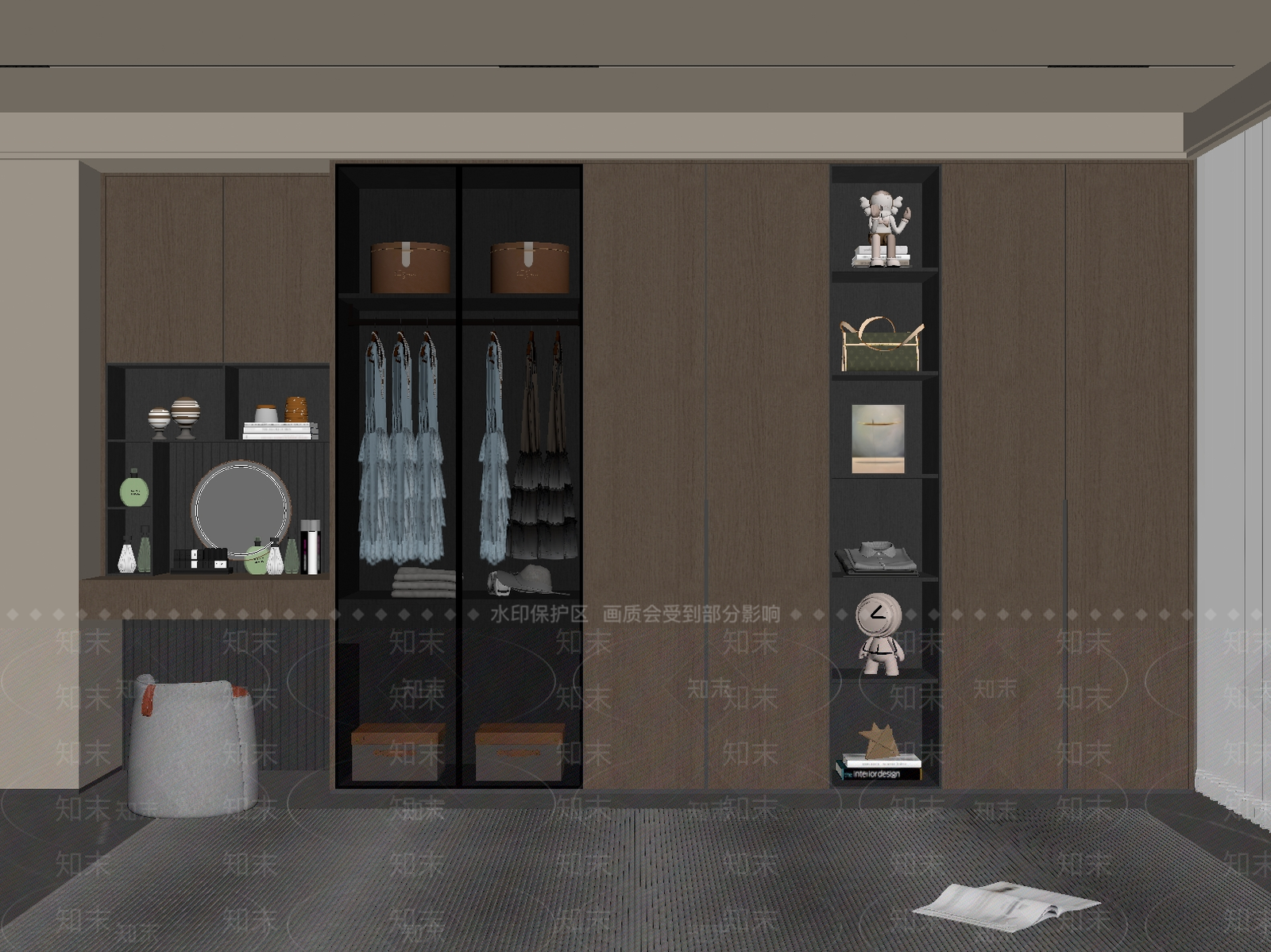 中古新中式衣柜SU模型下载【ID:1199851937】