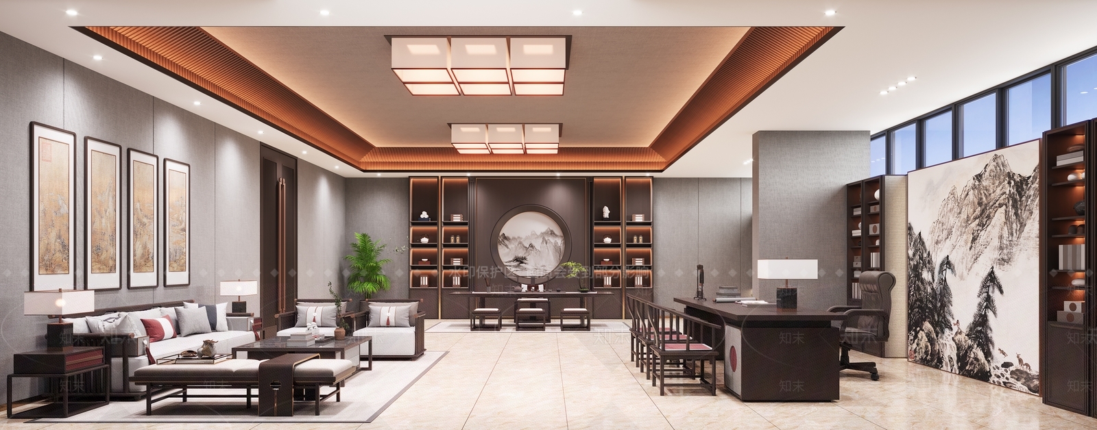 新中式中式董事长办公室3D模型下载【ID:1199852849】