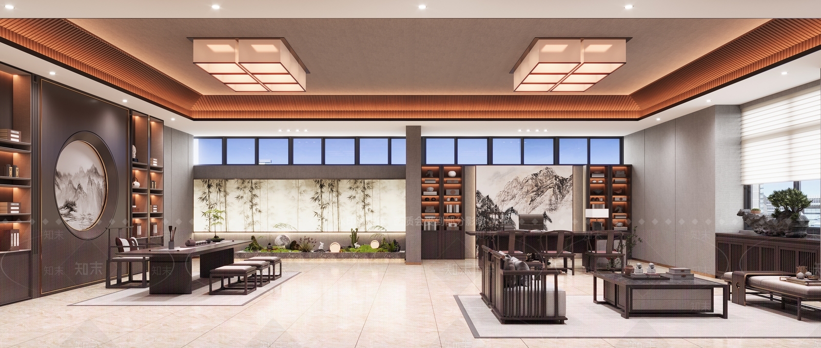 新中式中式董事长办公室3D模型下载【ID:1199852849】