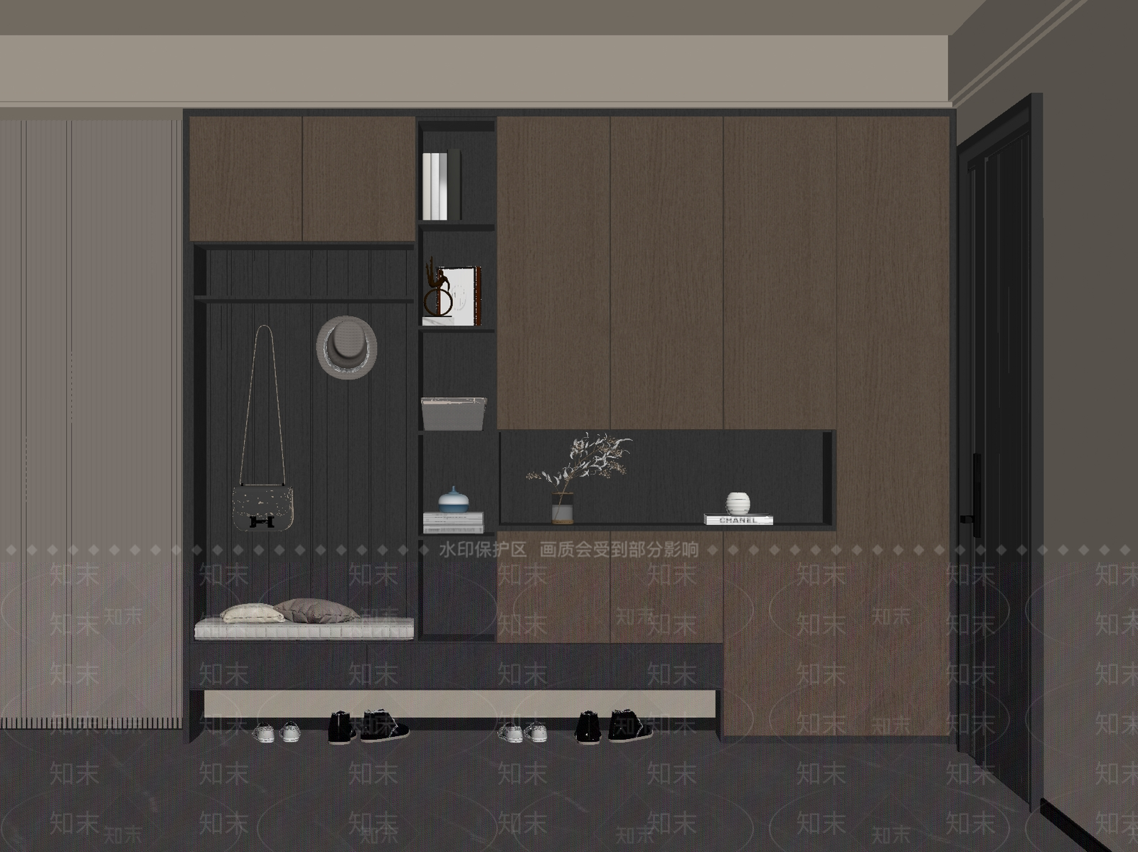 意式轻奢鞋柜SU模型下载【ID:1199853404】