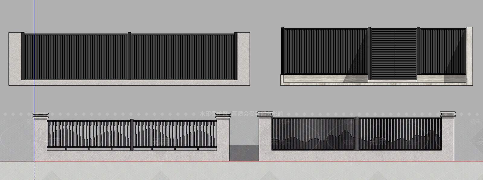 现代新中式景观围栏SU模型下载【ID:1199858760】