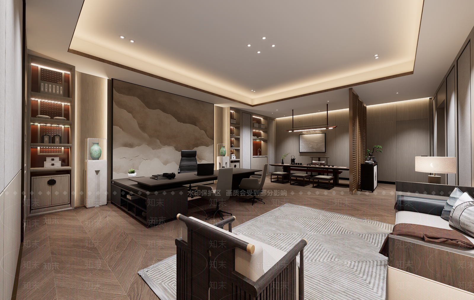 新中式现代经理办公室SU模型下载【ID:1199860271】