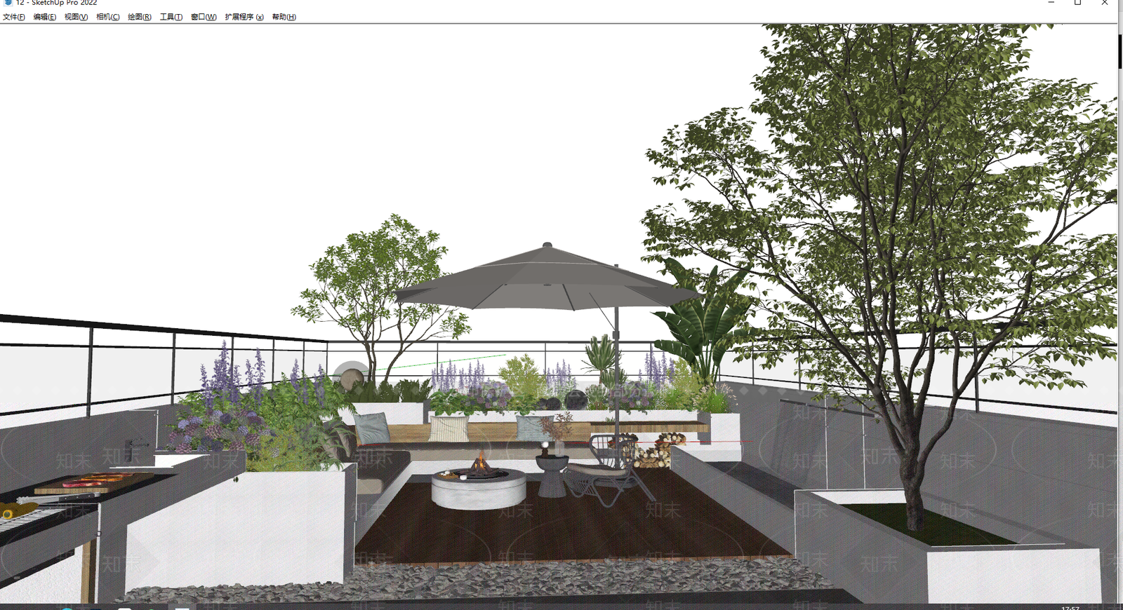 现代屋顶花园SU模型下载【ID:1199866071】