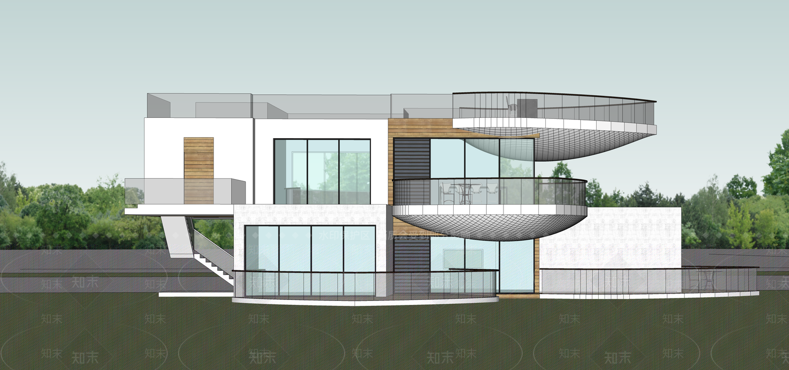 现代民宿建筑SU模型下载【ID:1199859759】