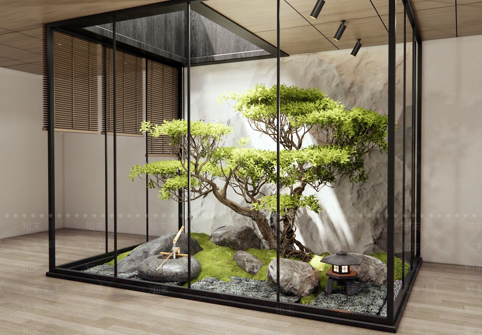新中式室内景观3D模型下载【ID:1199862205】