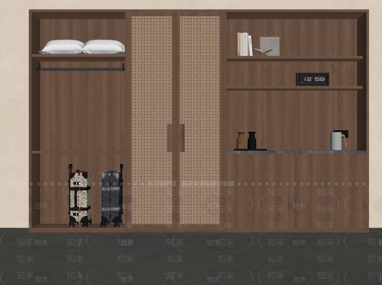 新中式衣柜SU模型下载【ID:1199863232】