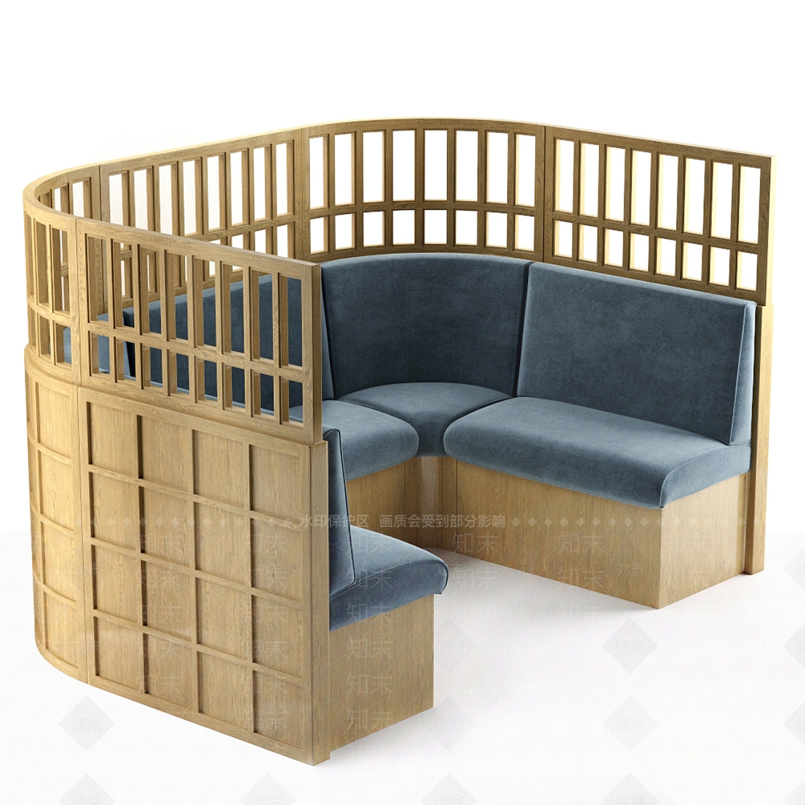 新中式原木卡座沙发3D模型下载【ID:1199869705】