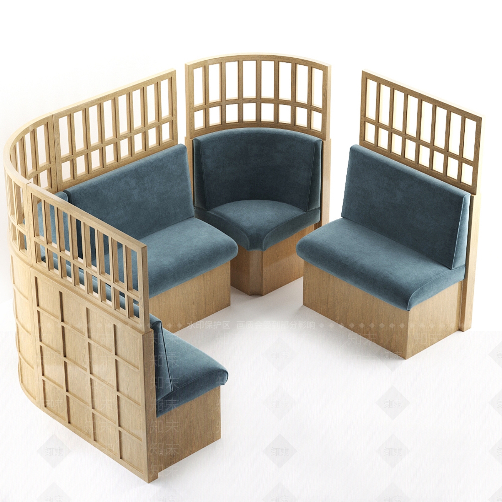 新中式原木卡座沙发3D模型下载【ID:1199869705】