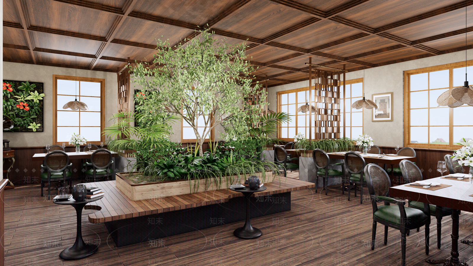 复古简欧茶餐厅SU模型下载【ID:1199866221】
