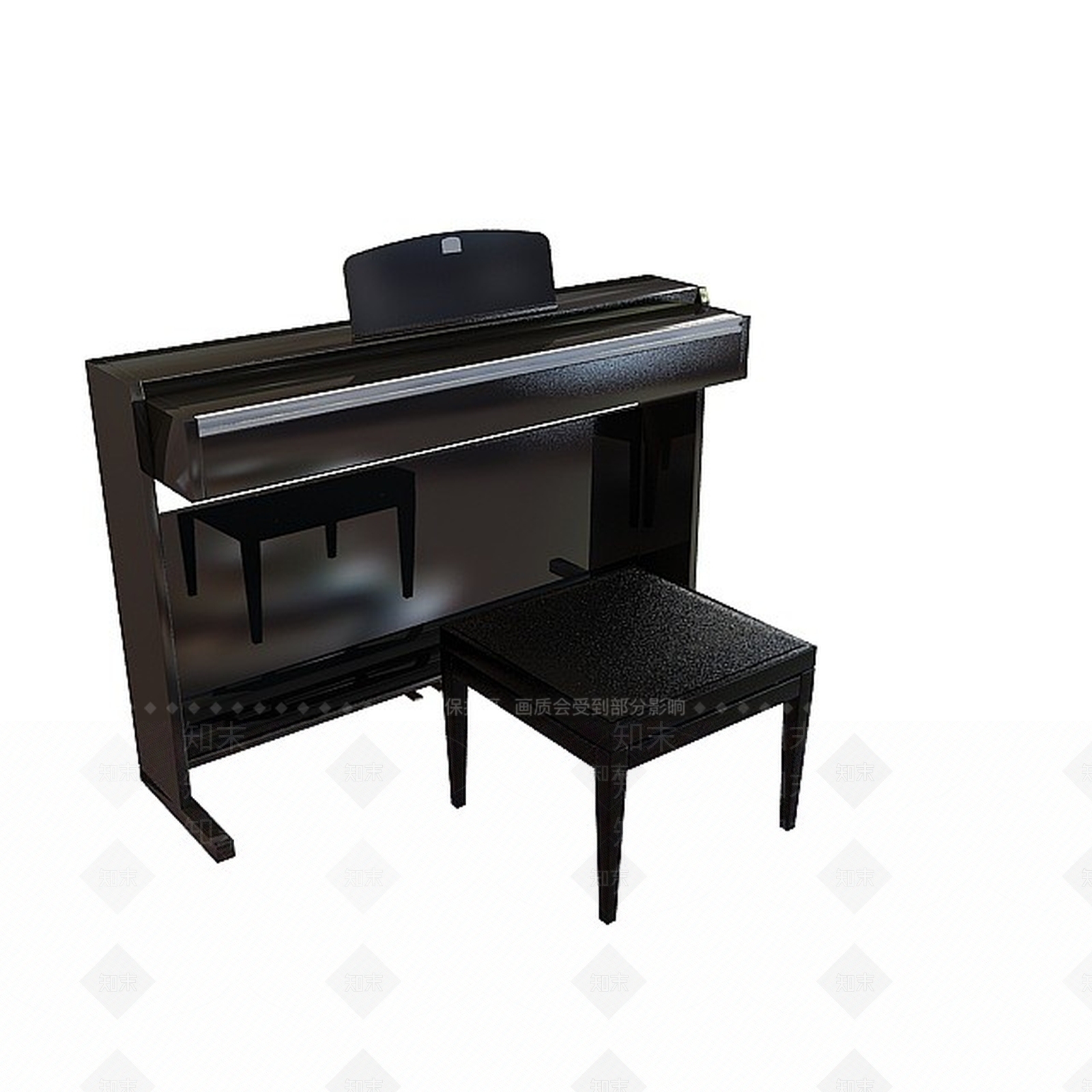 现代音乐钢琴带凳子3D模型下载【ID:1199872962】
