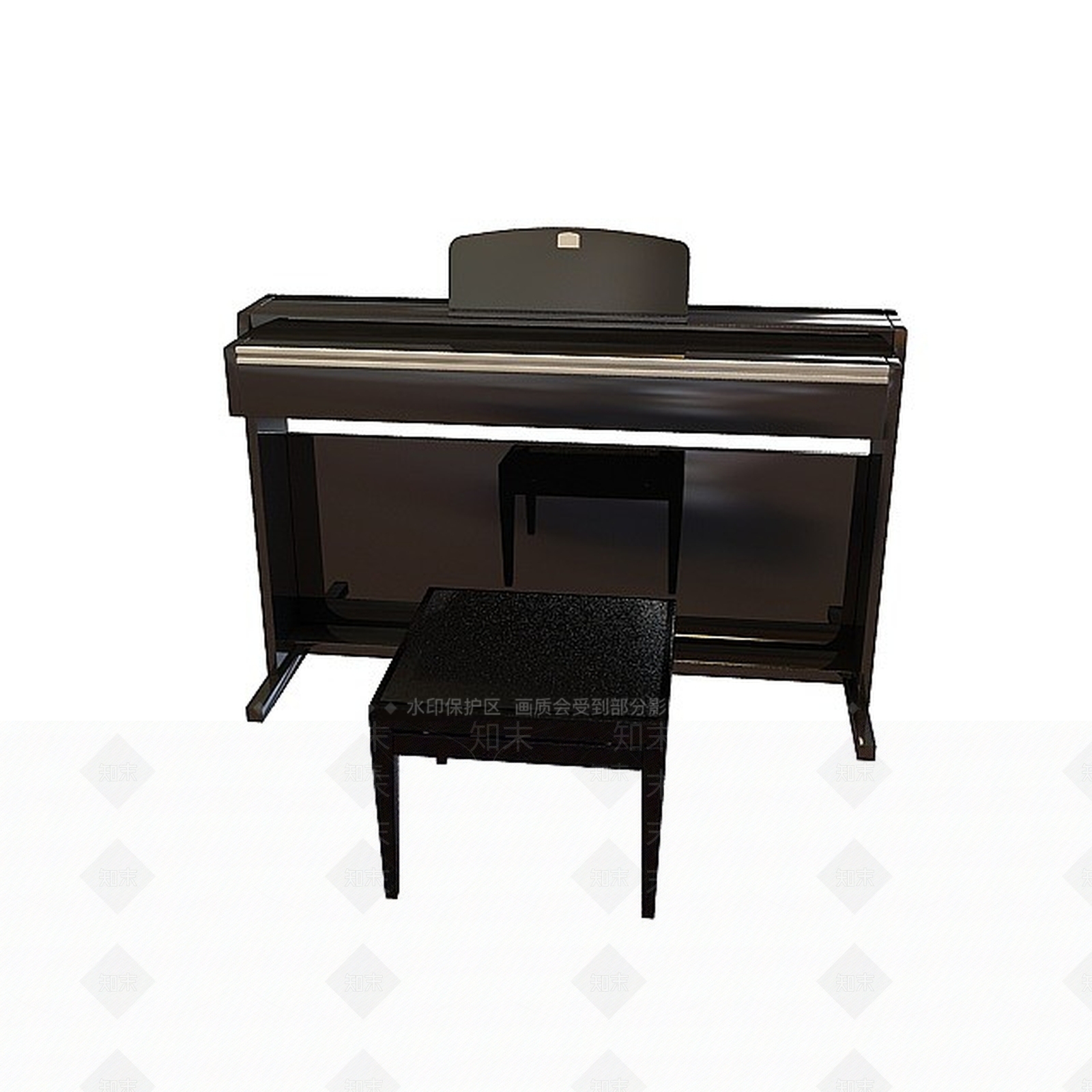 现代音乐钢琴带凳子3D模型下载【ID:1199872962】