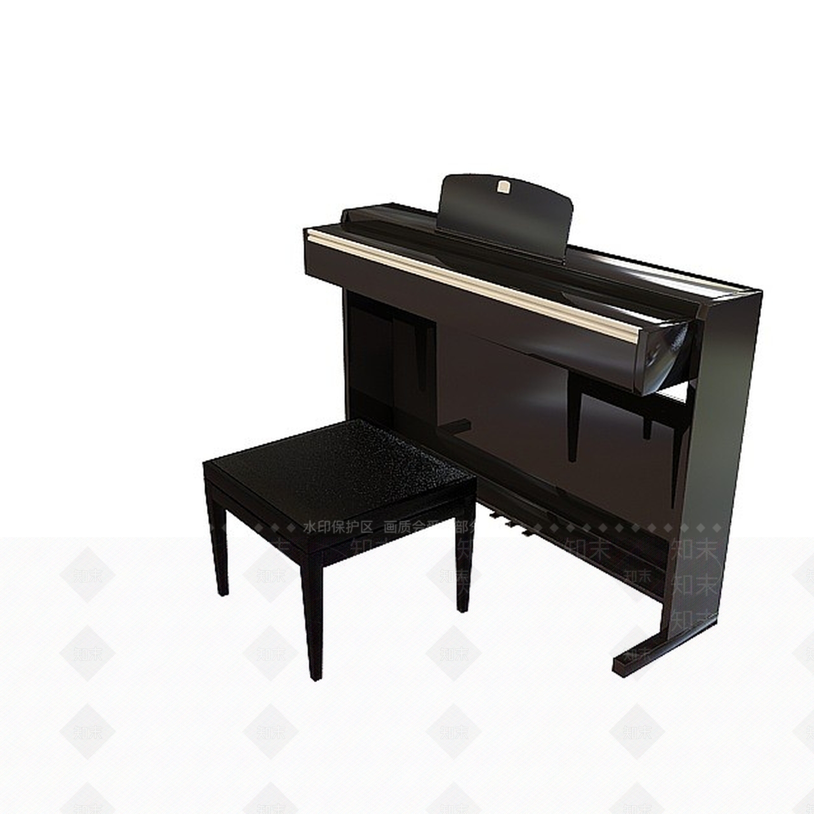 现代音乐钢琴带凳子3D模型下载【ID:1199872962】