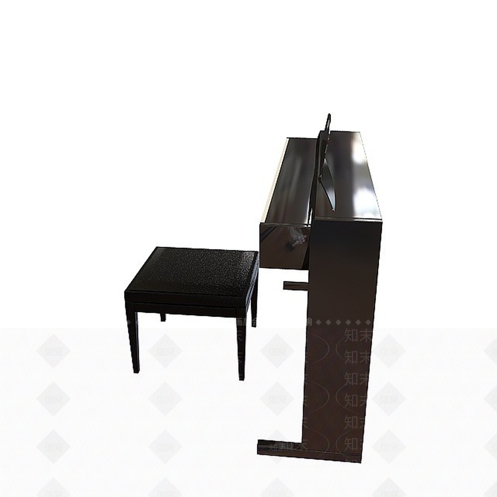 现代音乐钢琴带凳子3D模型下载【ID:1199872962】