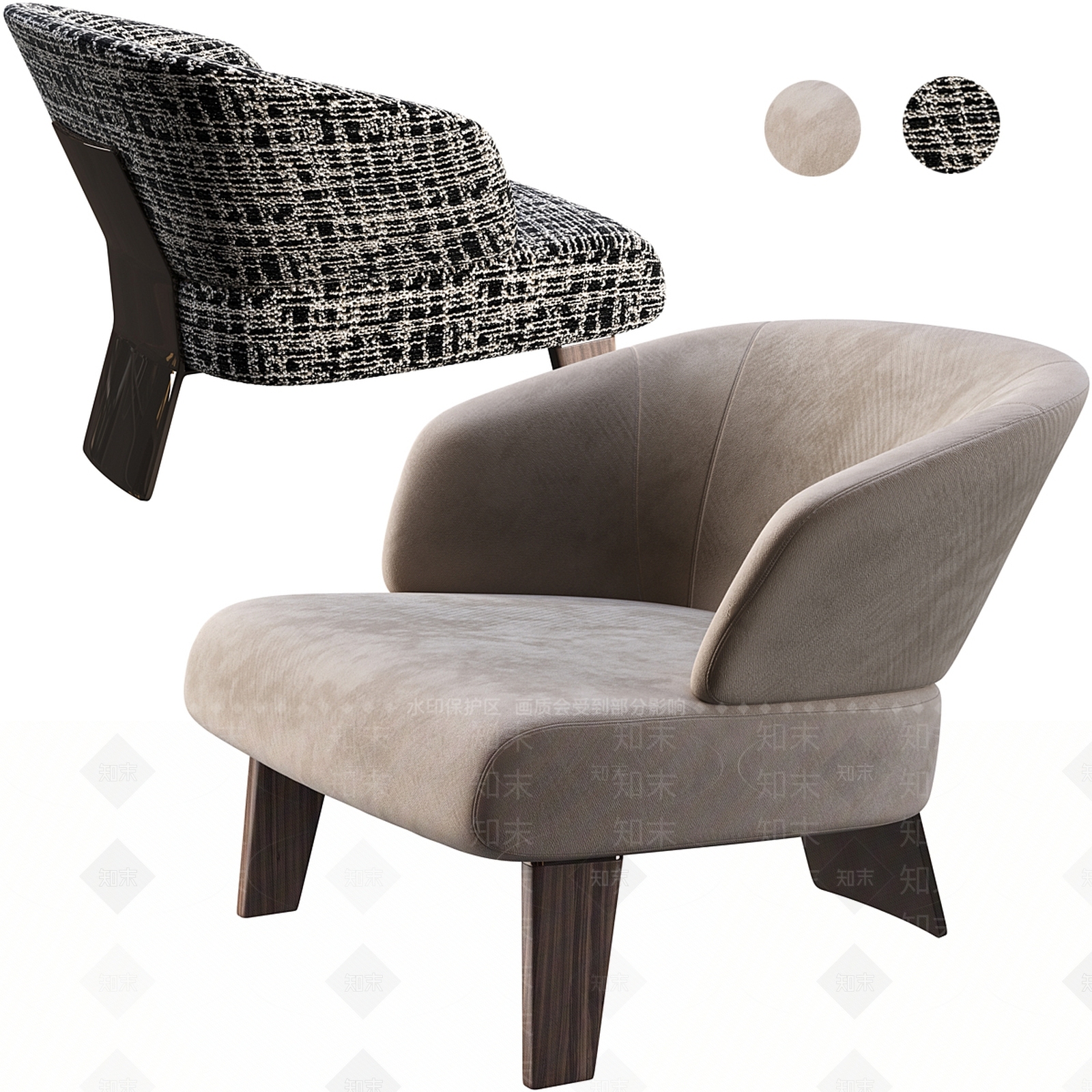 现代意式单人沙发3D模型下载【ID:1199873589】