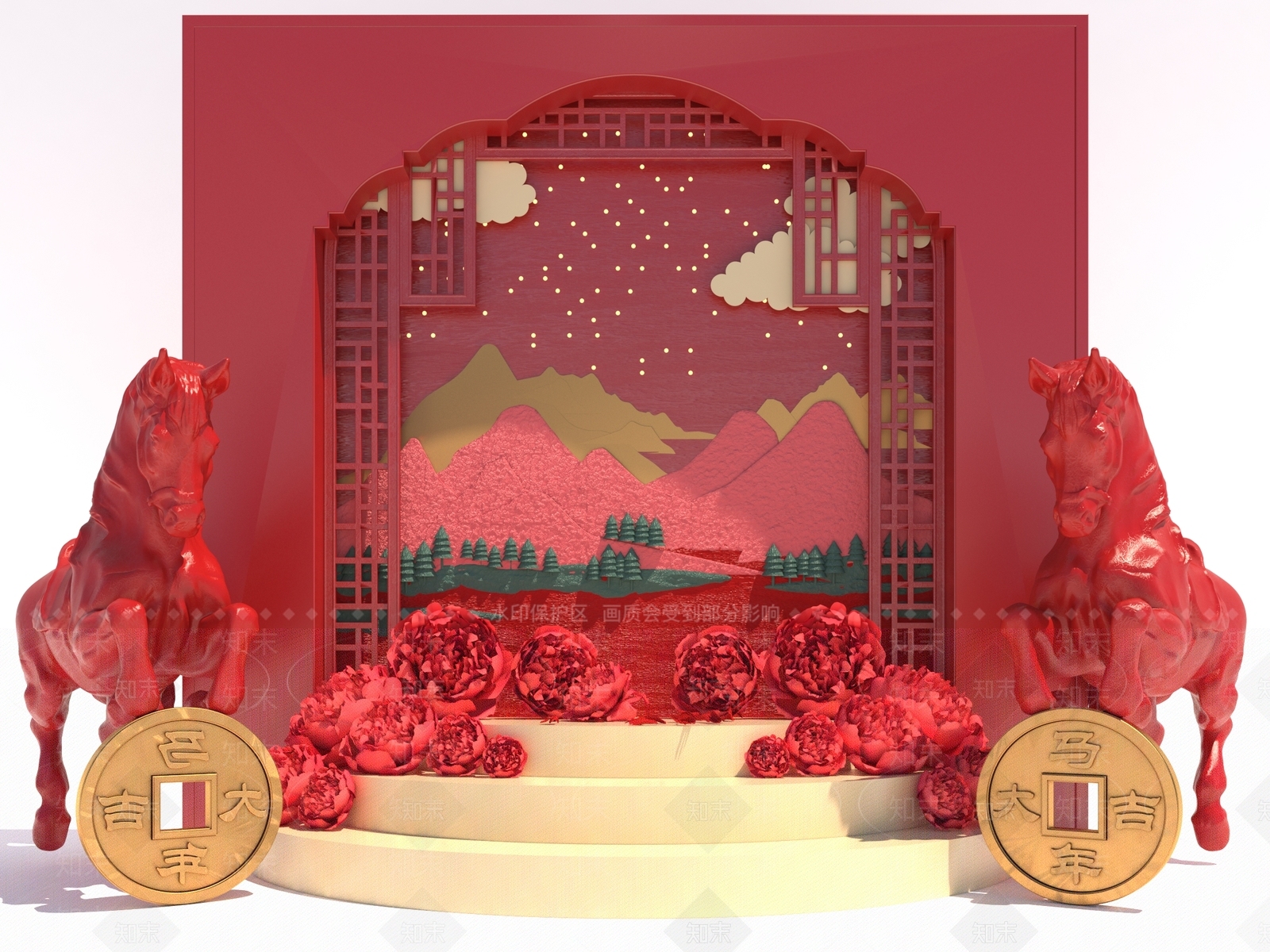 新中式现代其他舞台场景3D模型下载【ID:1199873728】