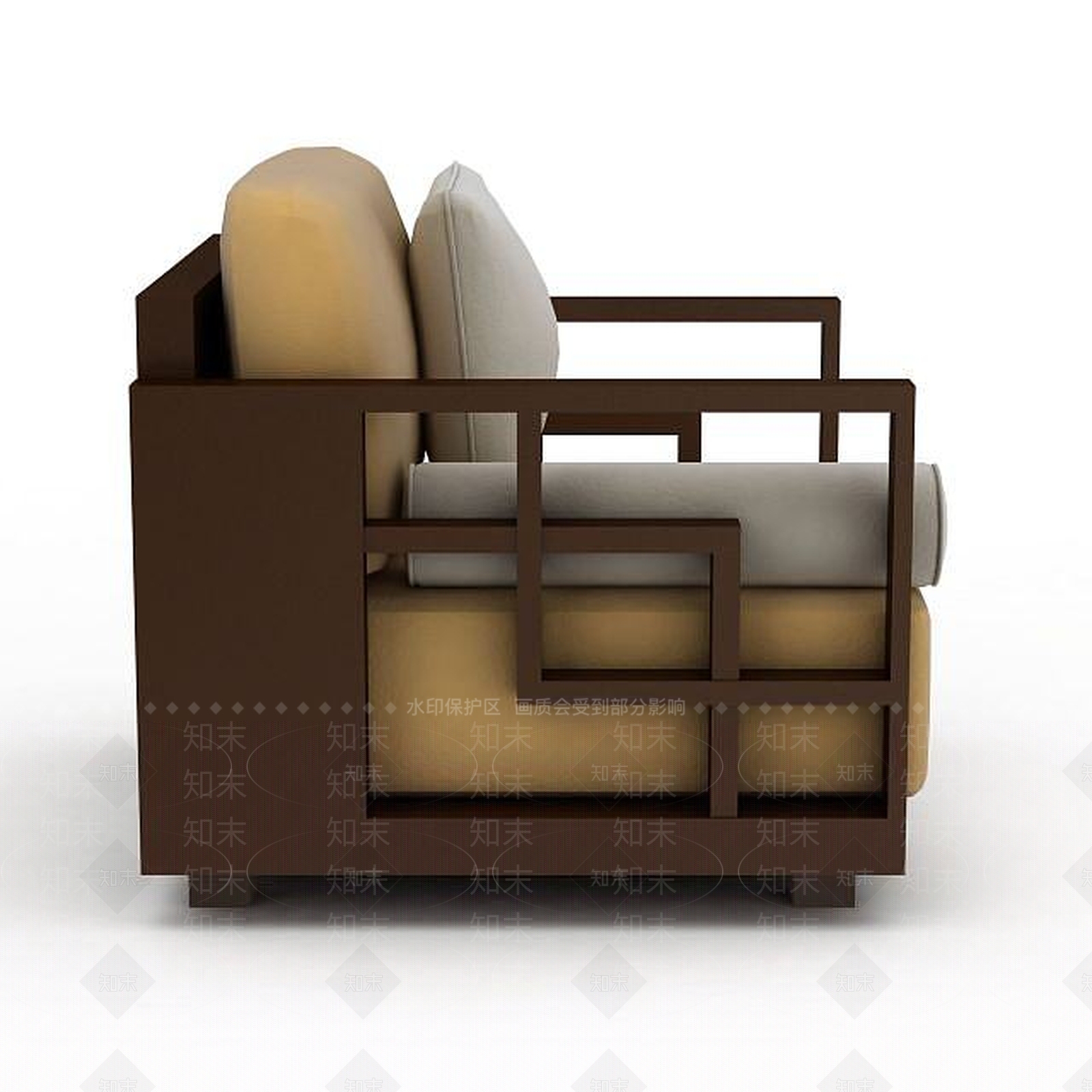 现代精品实木沙发椅3D模型下载【ID:1199874741】