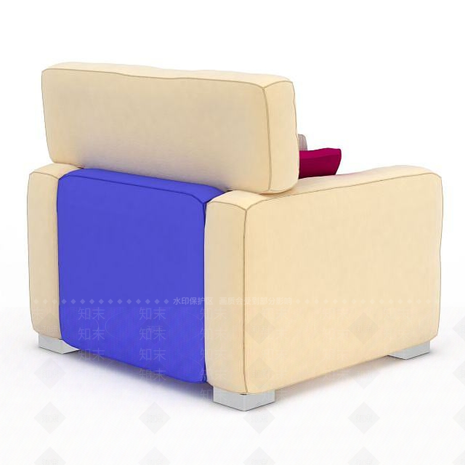 现代精品米色布艺单人沙发3D模型下载【ID:1199874786】