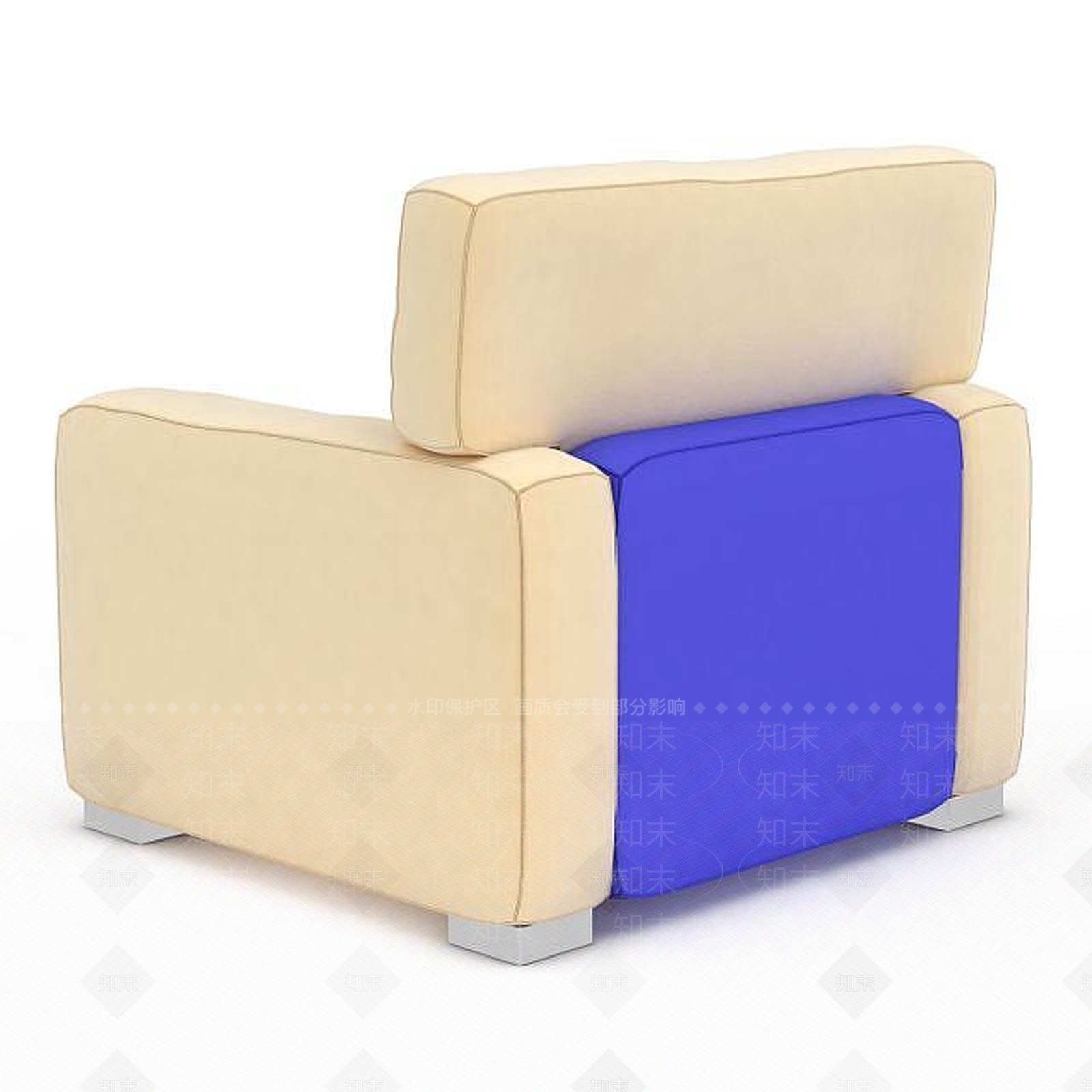 现代精品米色布艺单人沙发3D模型下载【ID:1199874786】