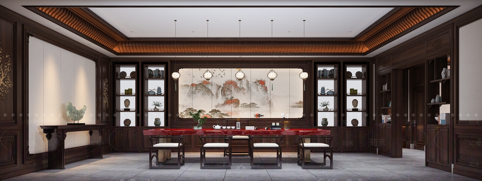 中式新中式茶室3D模型下载【ID:1199875980】