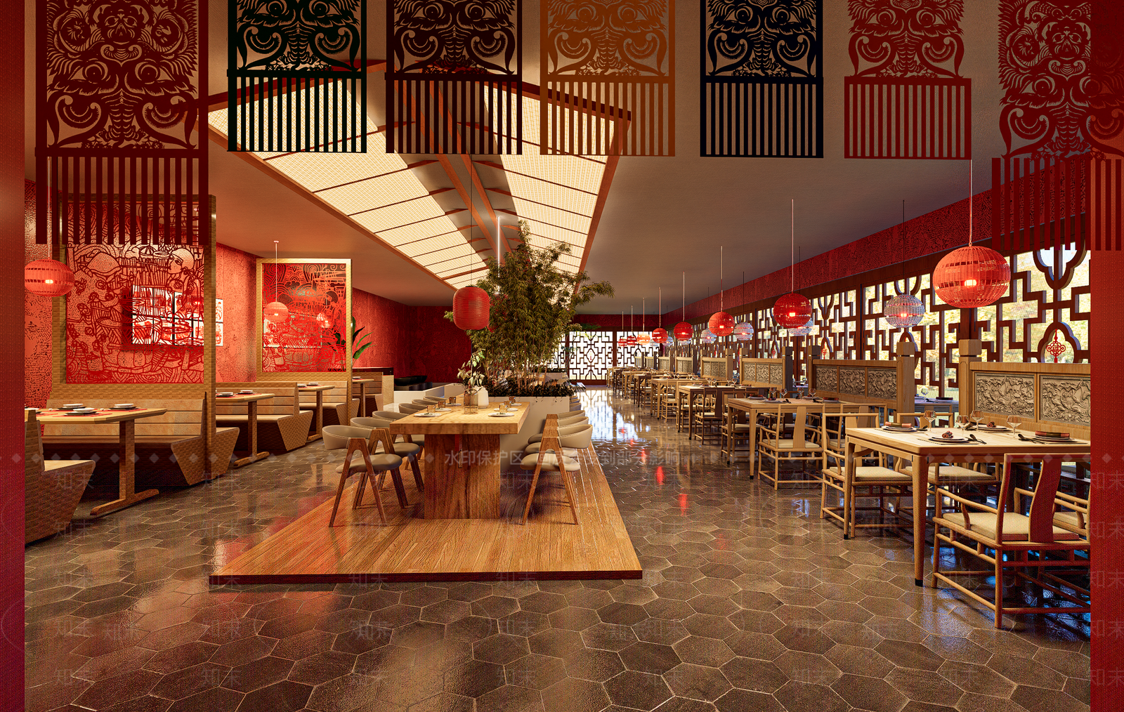 新中式中餐厅SU模型下载【ID:1199876990】