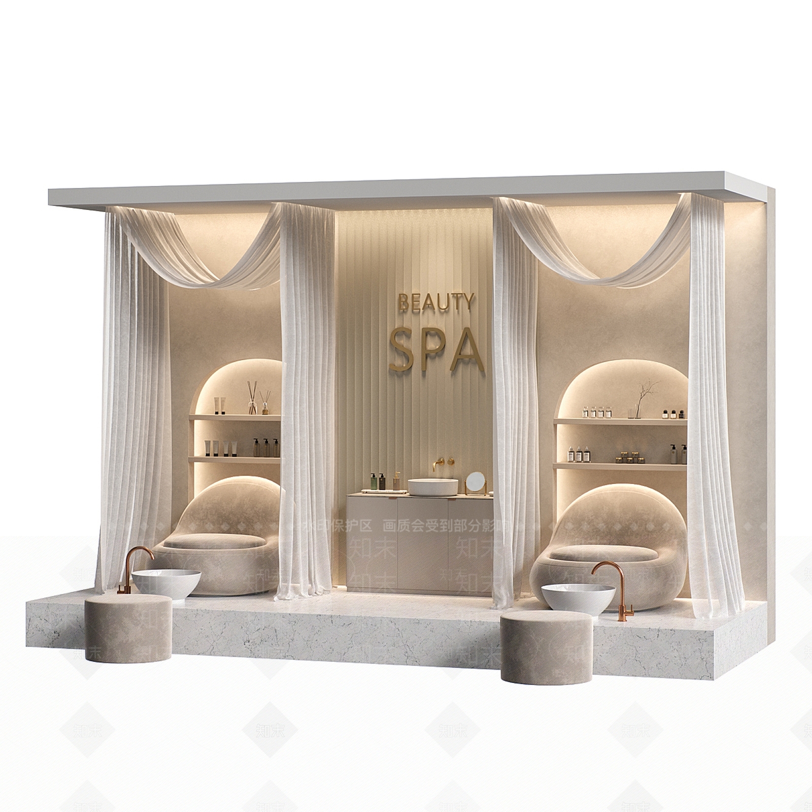 现代奶油足浴店3D模型下载【ID:1199876329】