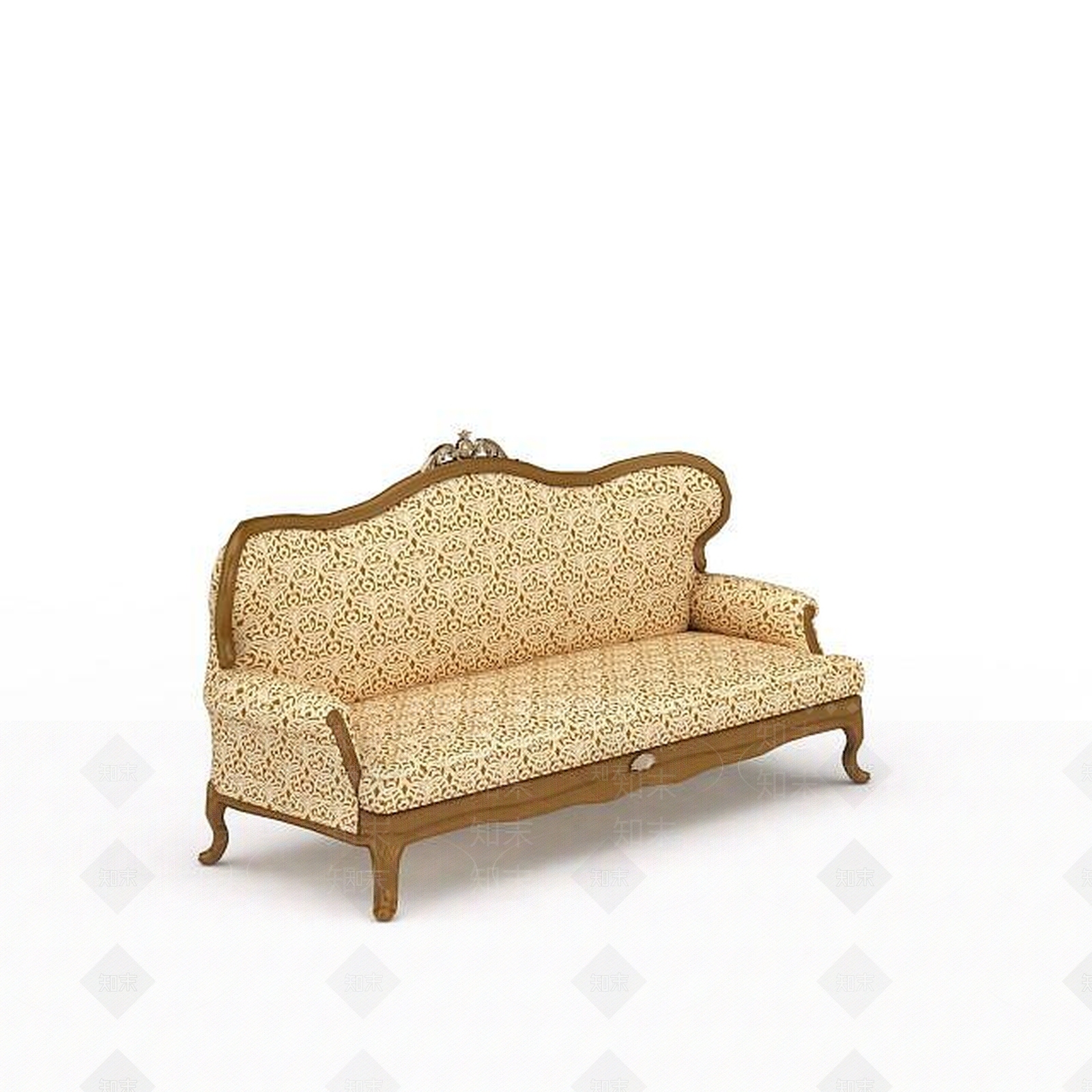 欧式古典欧式印花沙发3D模型下载【ID:1199876549】