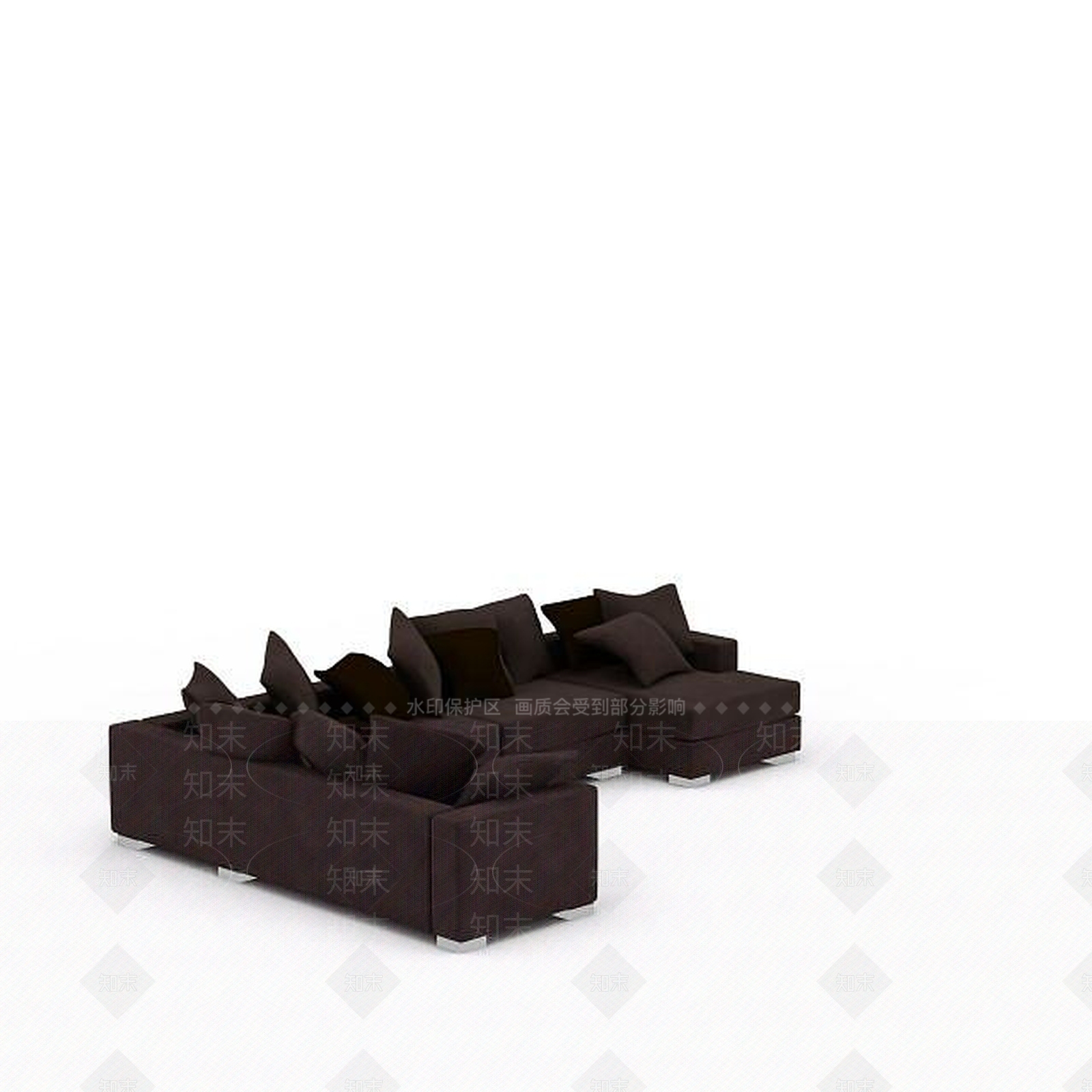 现代深灰色布艺组合沙发3D模型下载【ID:1199876730】