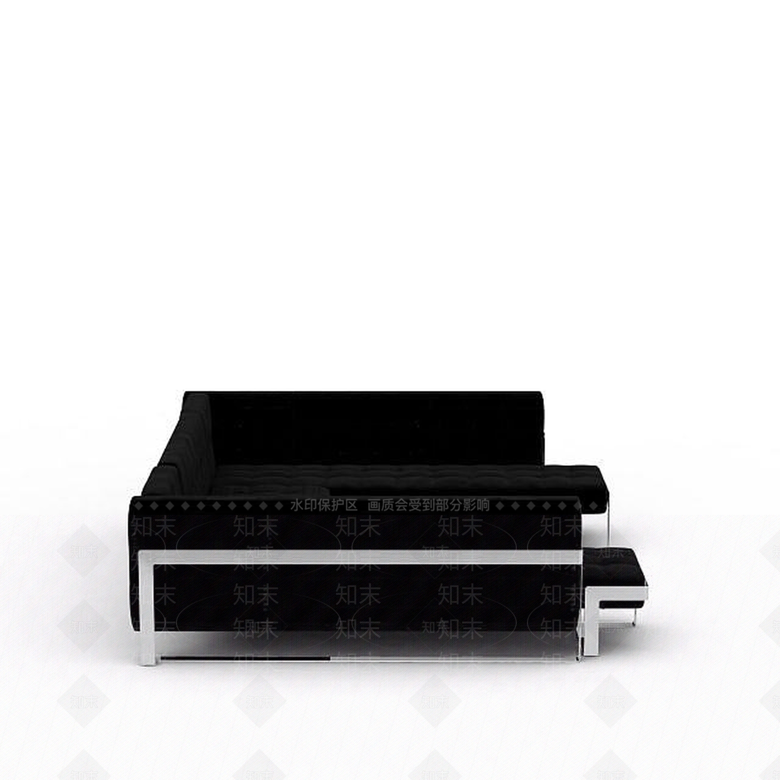 现代大型黑色布艺U型沙发3D模型下载【ID:1199876724】