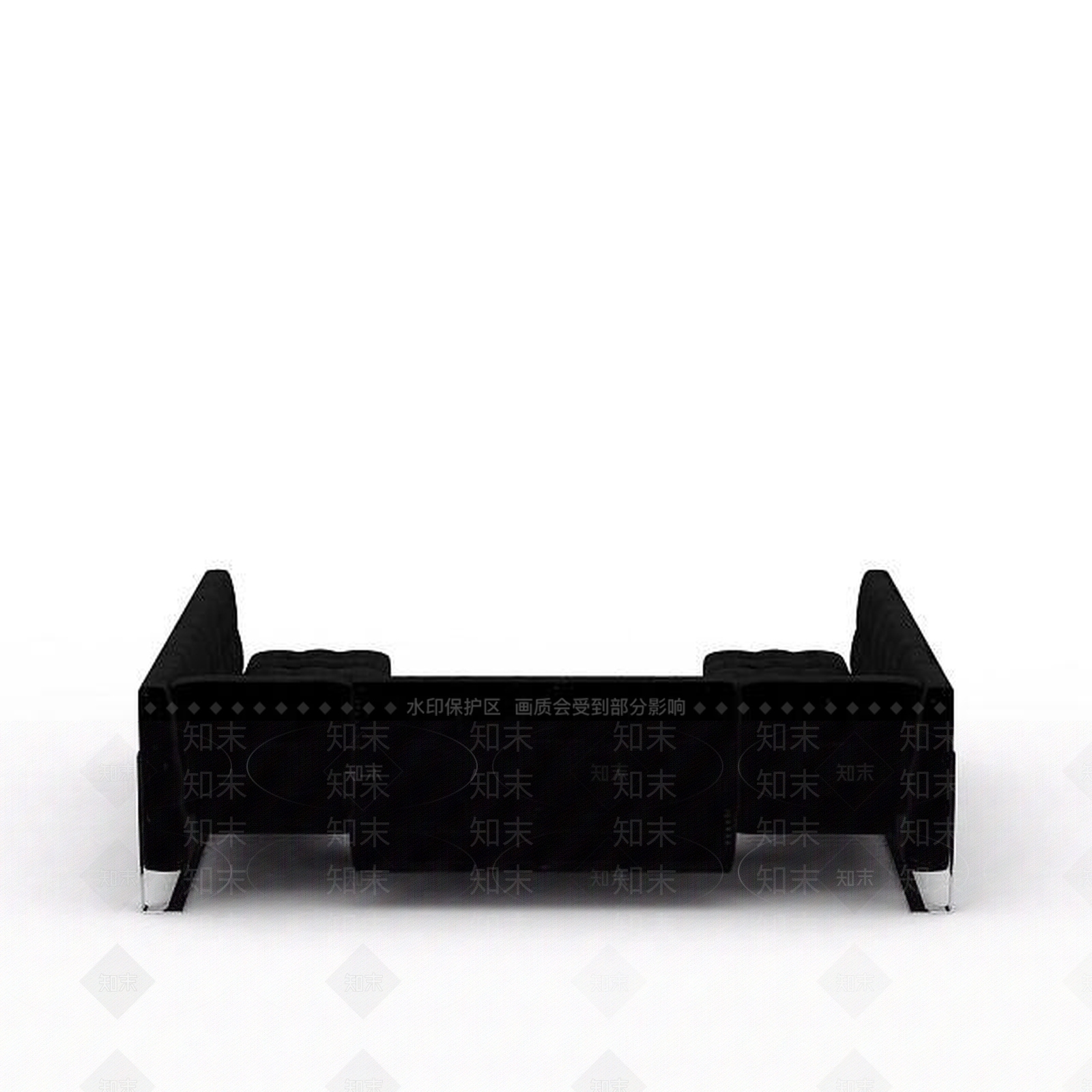 现代大型黑色布艺U型沙发3D模型下载【ID:1199876724】