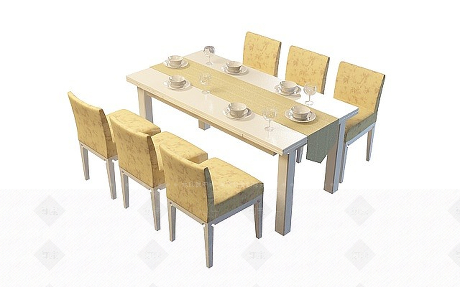 现代简单的桌椅组合3D模型下载【ID:1199876867】