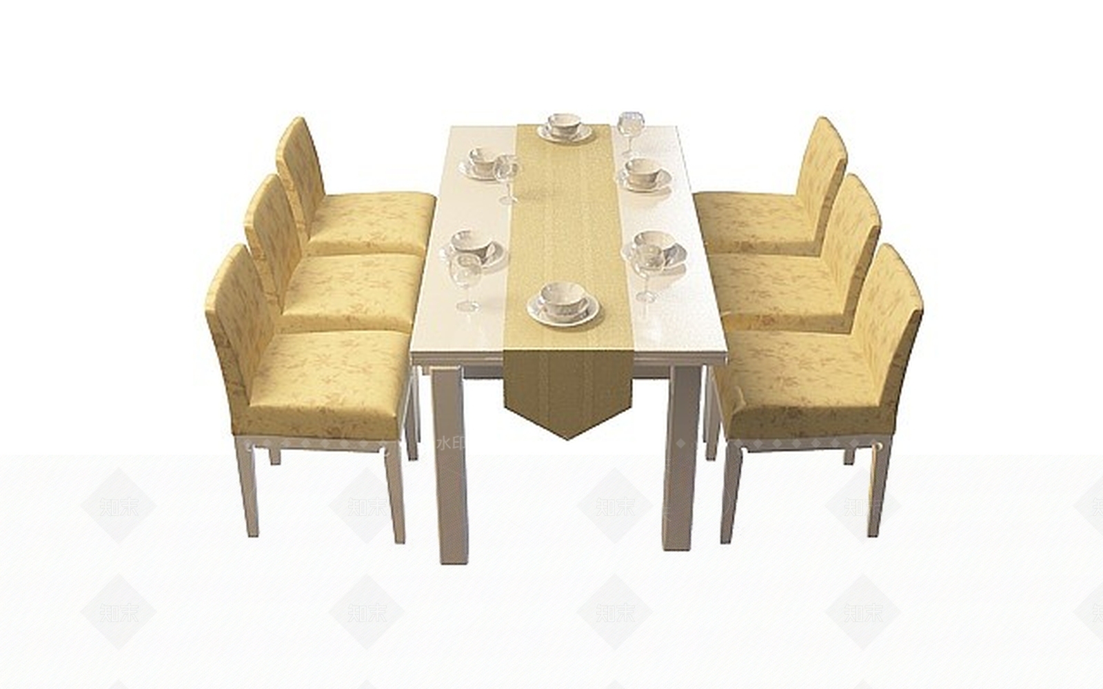 现代简单的桌椅组合3D模型下载【ID:1199876867】