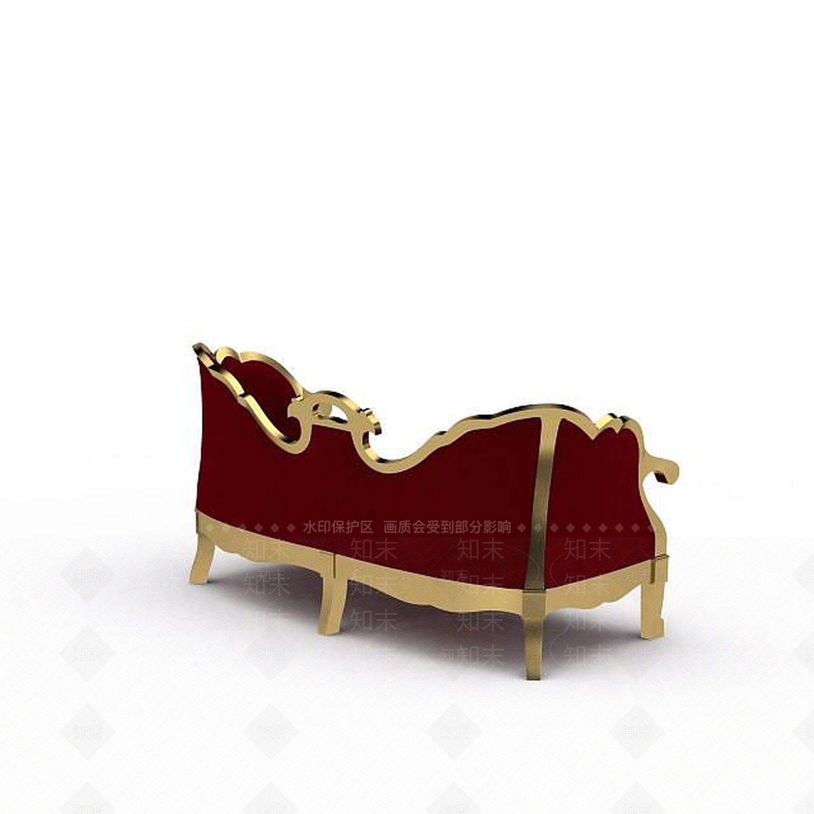 欧式古典欧式红色布艺沙发3D模型下载【ID:1199877058】