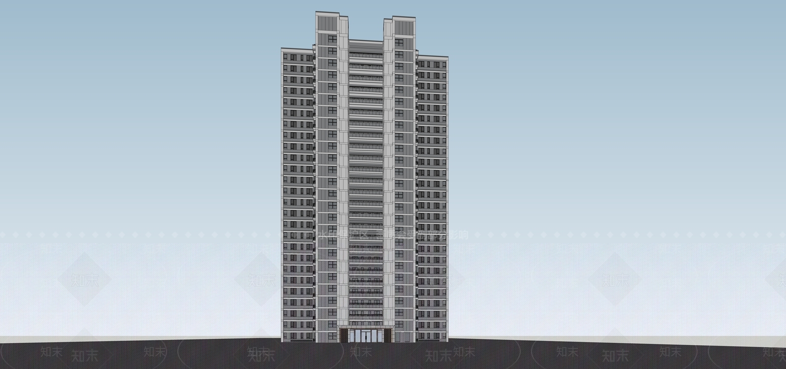 现代高层住宅SU模型下载【ID:1199877332】