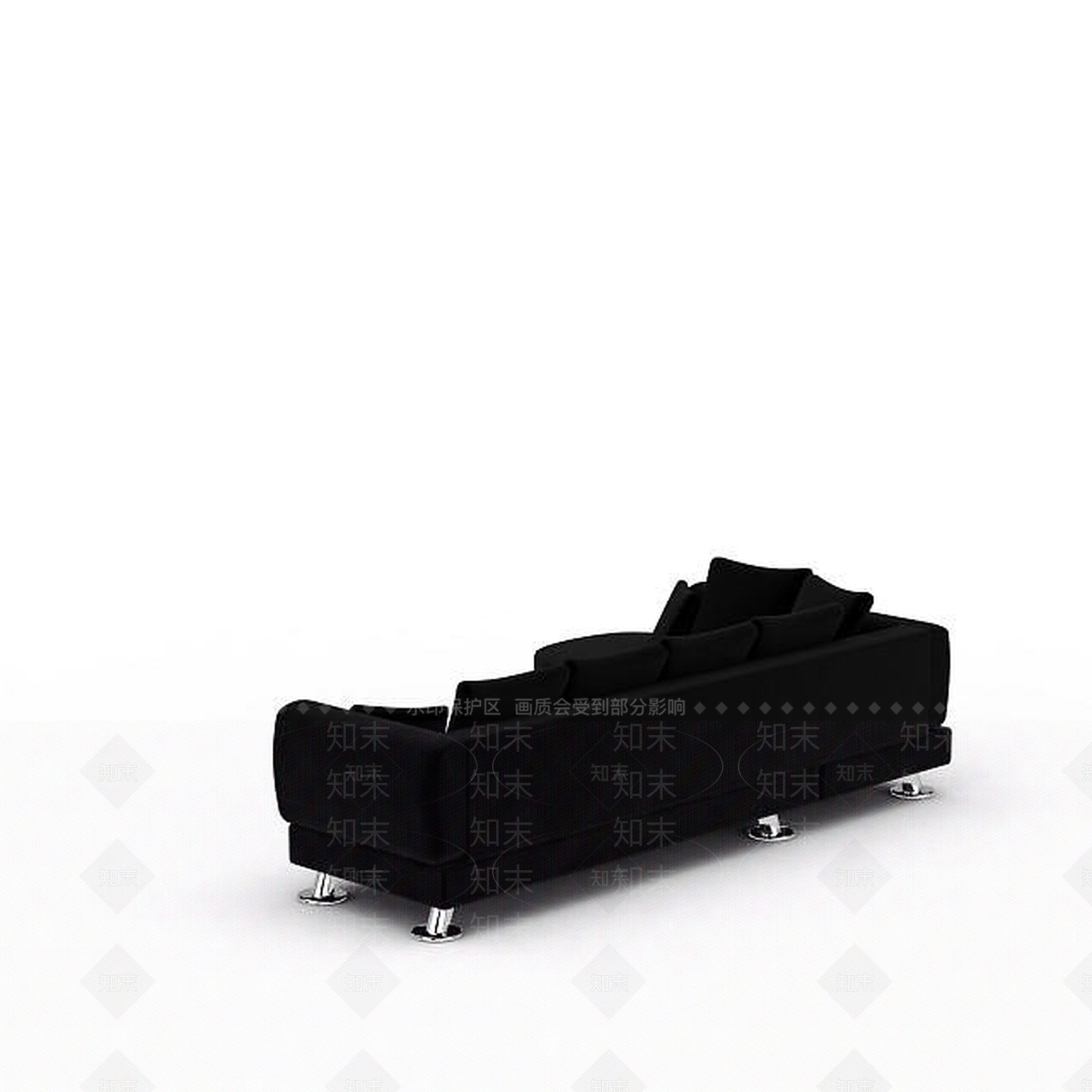 现代黑色布艺组合沙发3D模型下载【ID:1199877376】