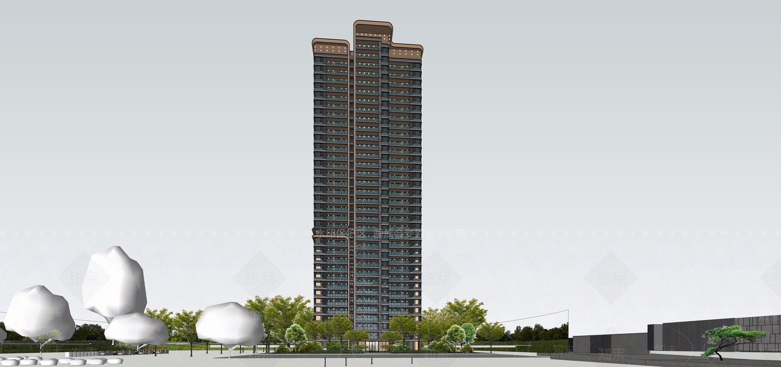 现代高层住宅SU模型下载【ID:1199878306】