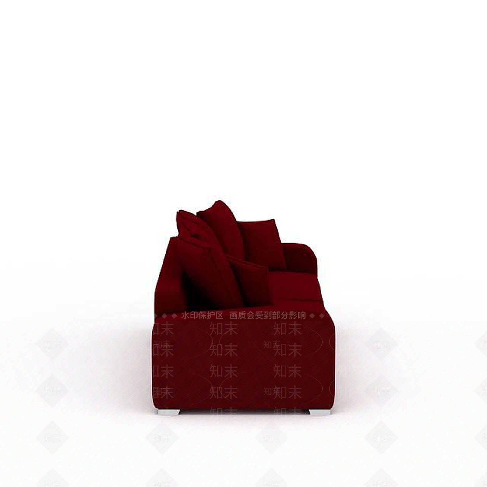 现代红色布艺双人沙发3D模型下载【ID:1199877533】