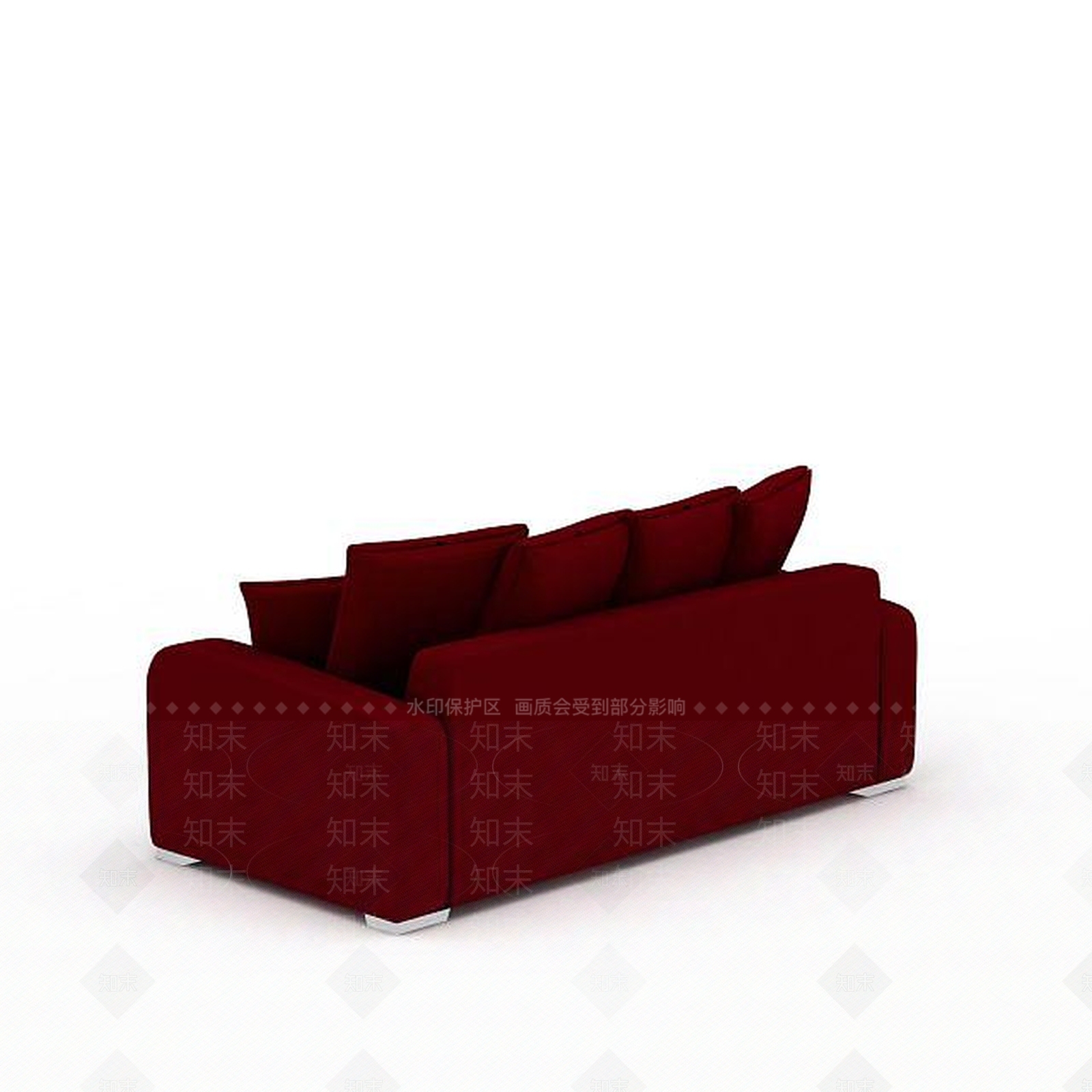 现代红色布艺双人沙发3D模型下载【ID:1199877533】