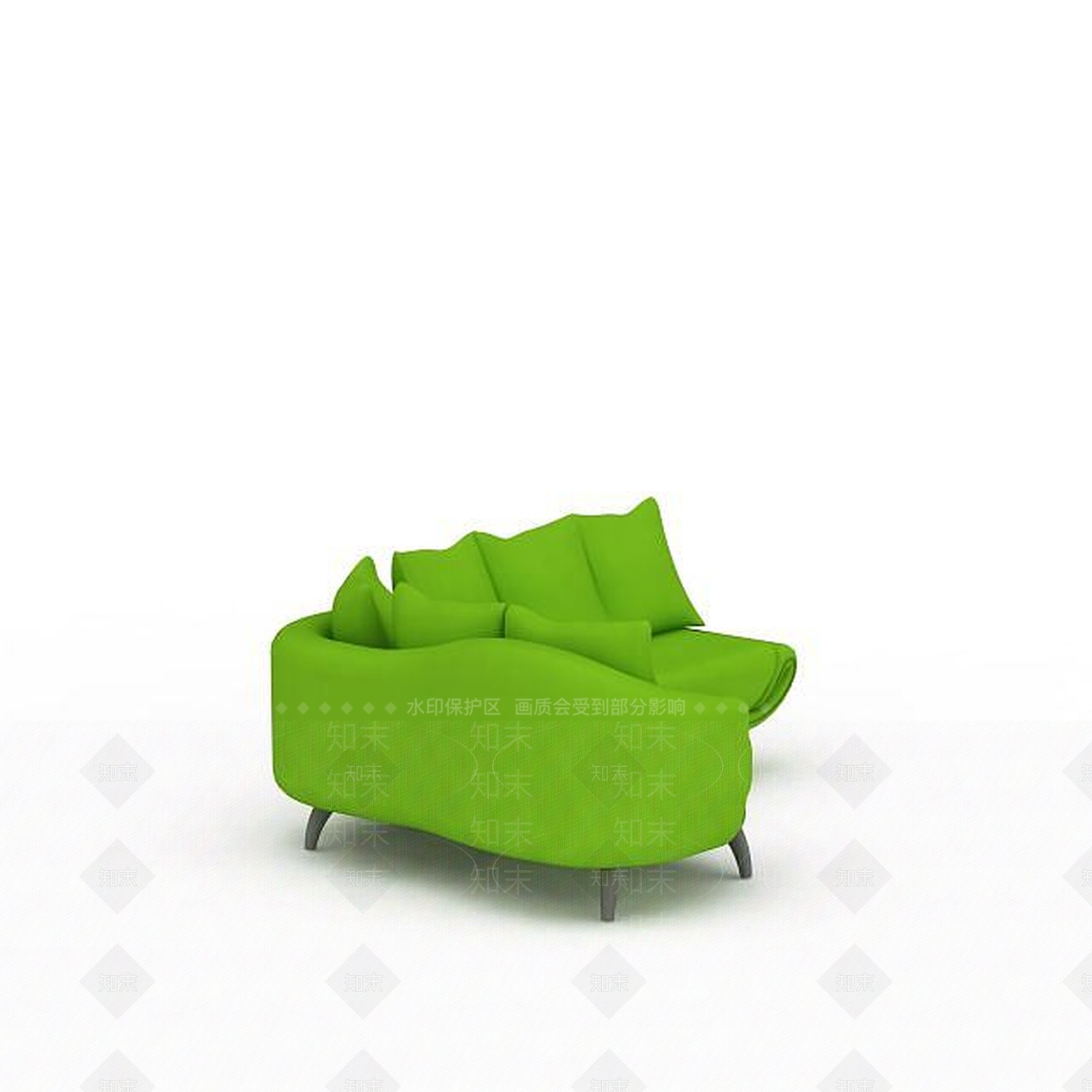 现代时尚绿色多人沙发3D模型下载【ID:1199877614】