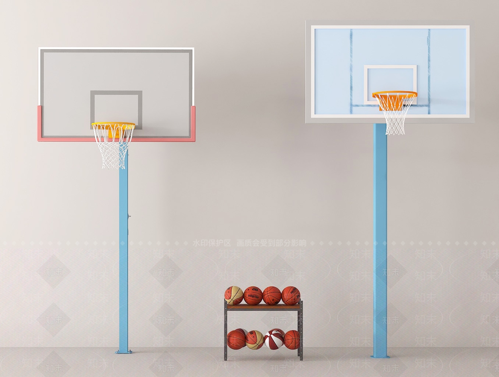 现代中式篮球场3D模型下载【ID:1199878310】