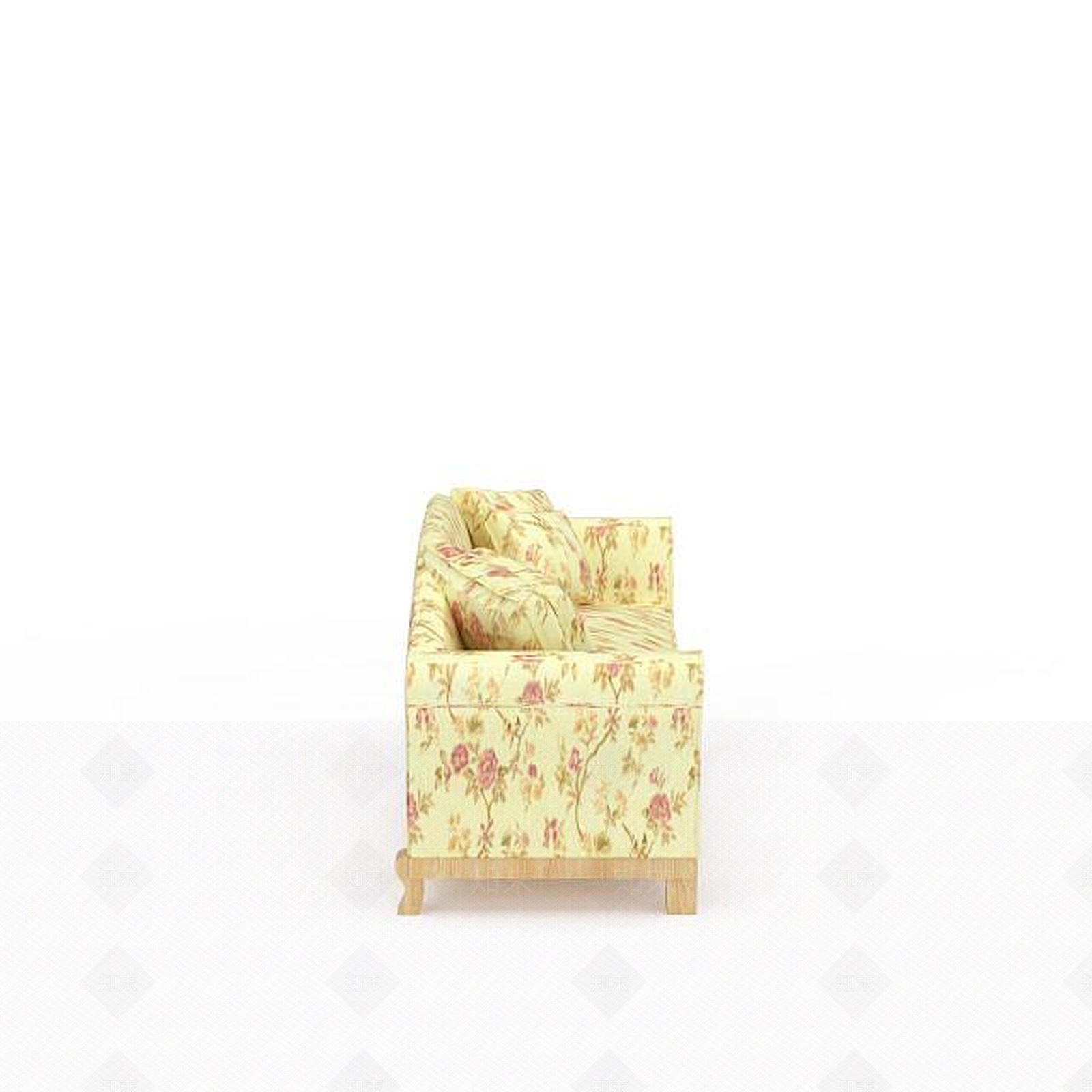 现代休闲印花布艺双人沙发3D模型下载【ID:1199878166】
