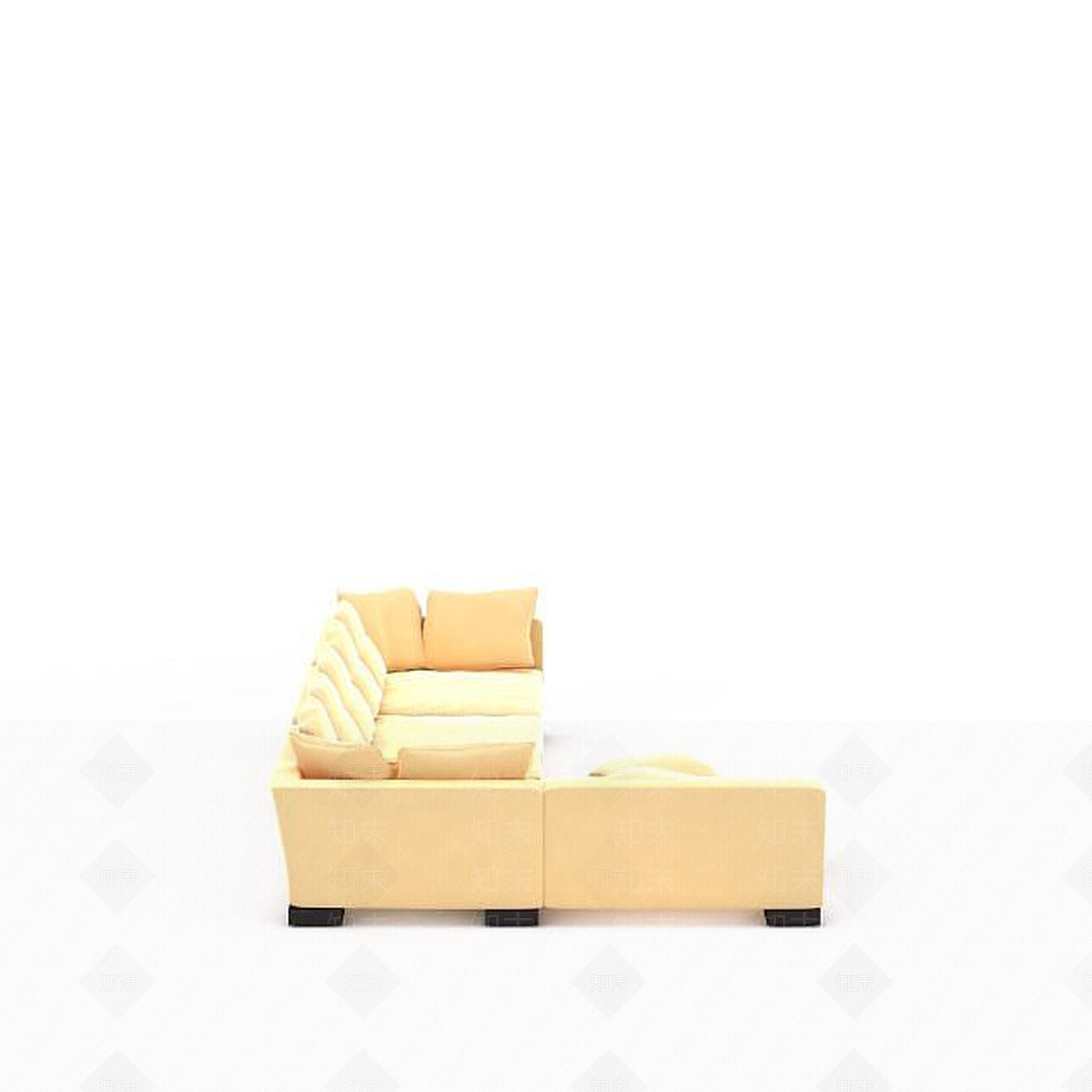 现代布艺U型沙发3D模型下载【ID:1199879485】