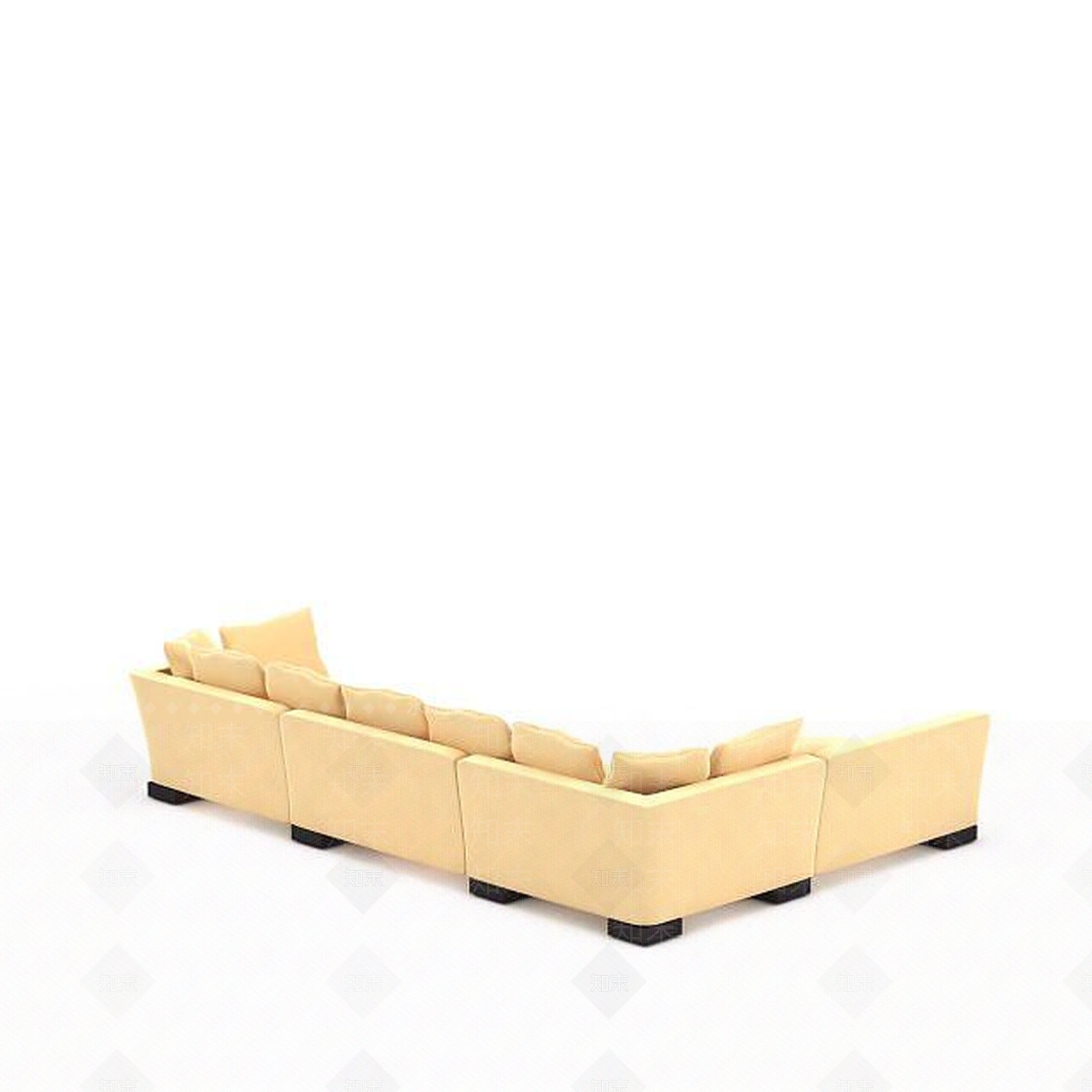 现代布艺U型沙发3D模型下载【ID:1199879485】