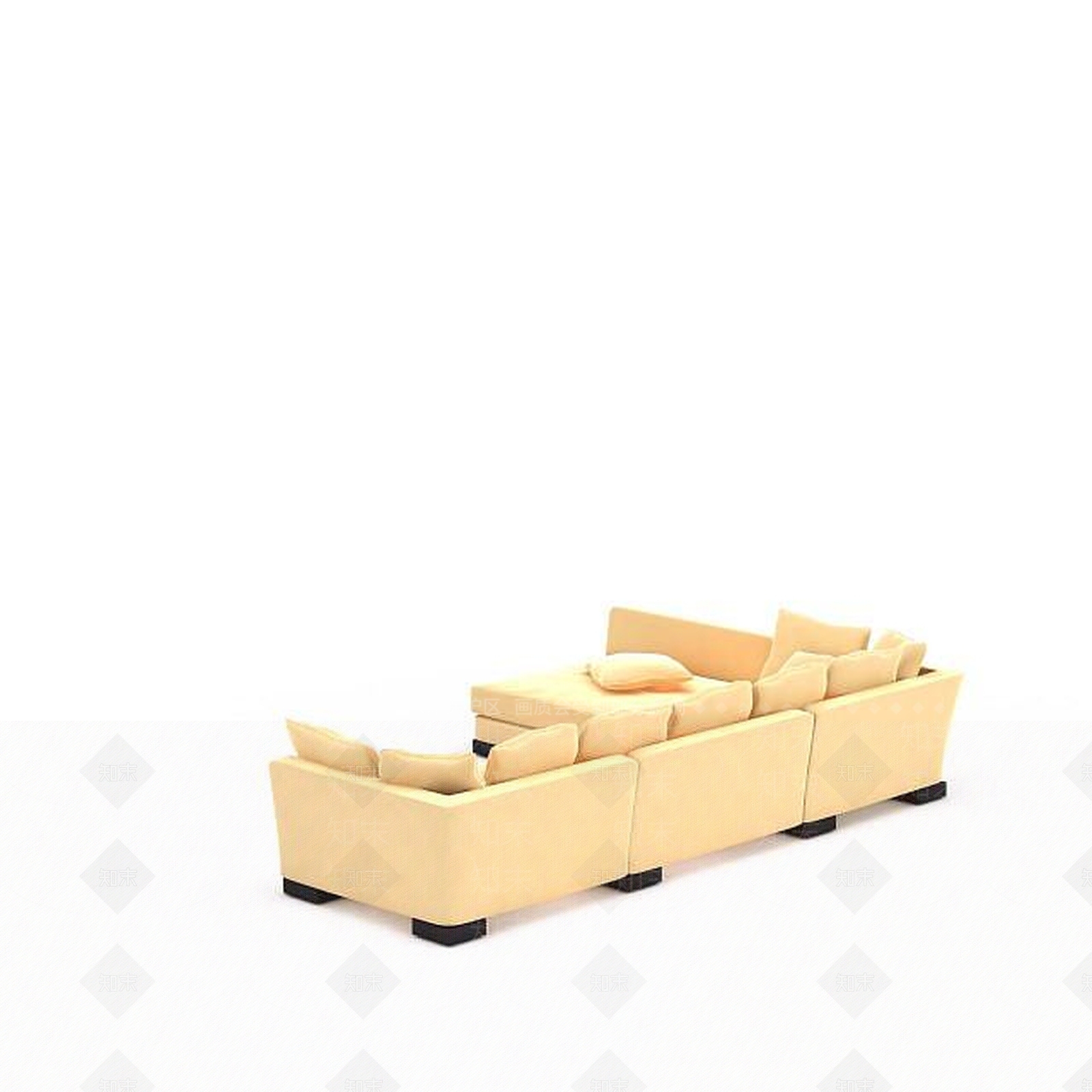 现代布艺U型沙发3D模型下载【ID:1199879485】