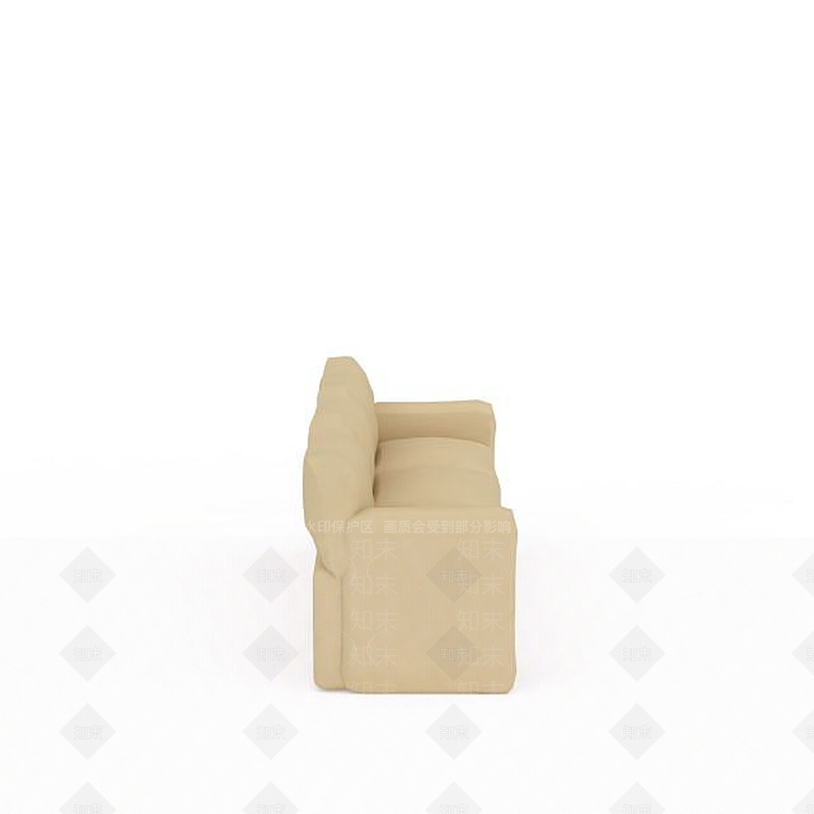 现代裸色布艺沙发3D模型下载【ID:1199879747】