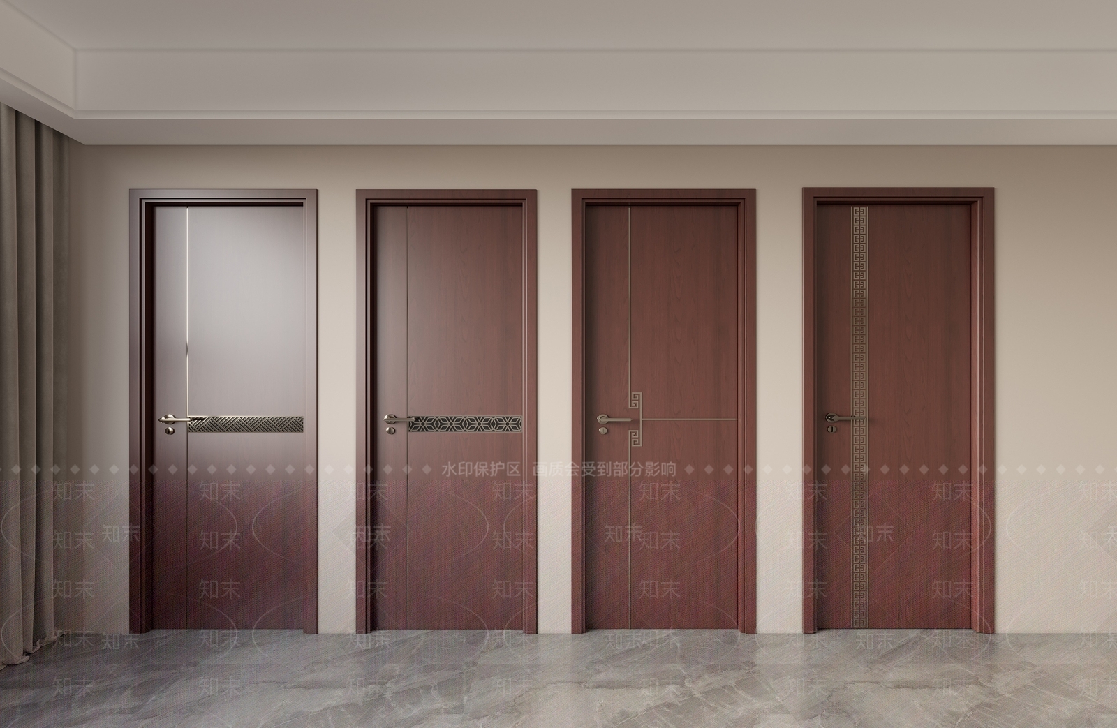 新中式单开门3D模型下载【ID:1199881160】