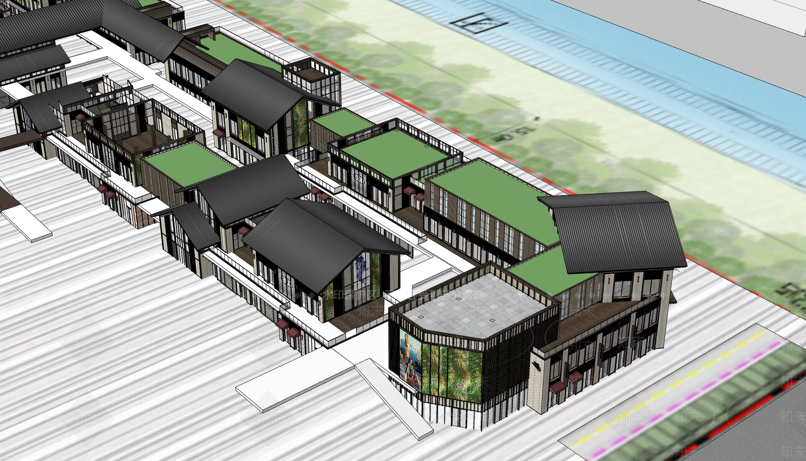现代商场建筑SU模型下载【ID:1199881815】