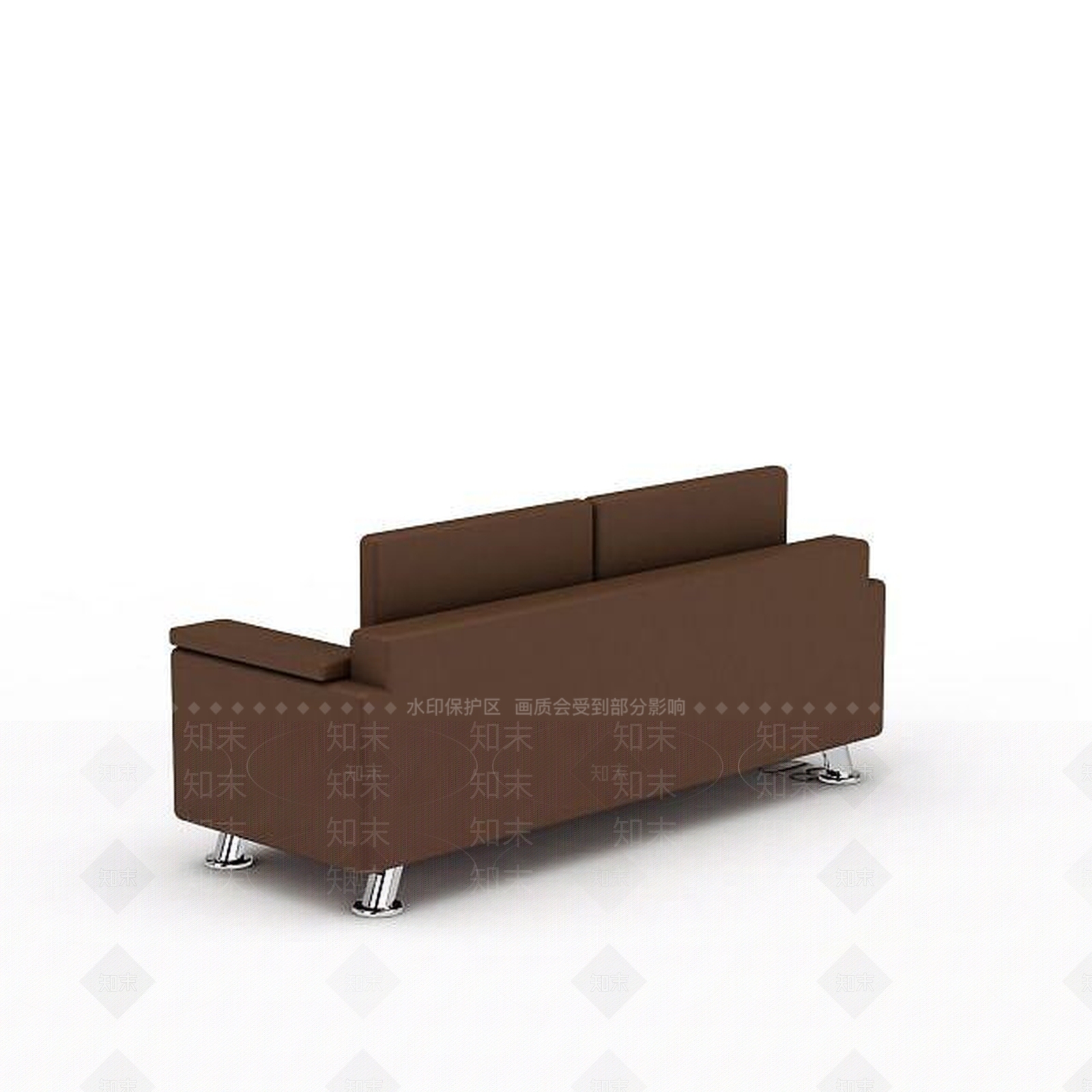 现代棕色皮质双人沙发3D模型下载【ID:1199883177】