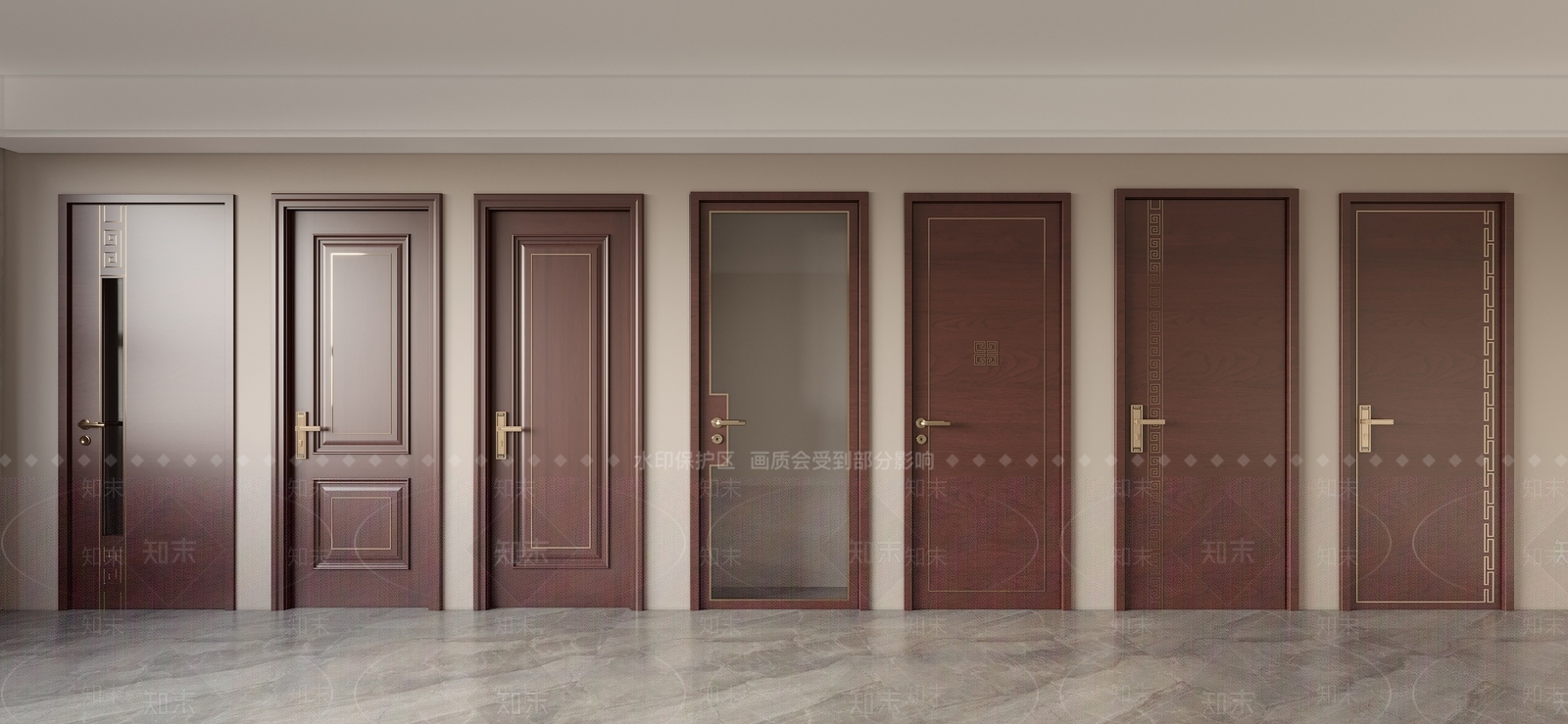 新中式单开门3D模型下载【ID:1199883882】